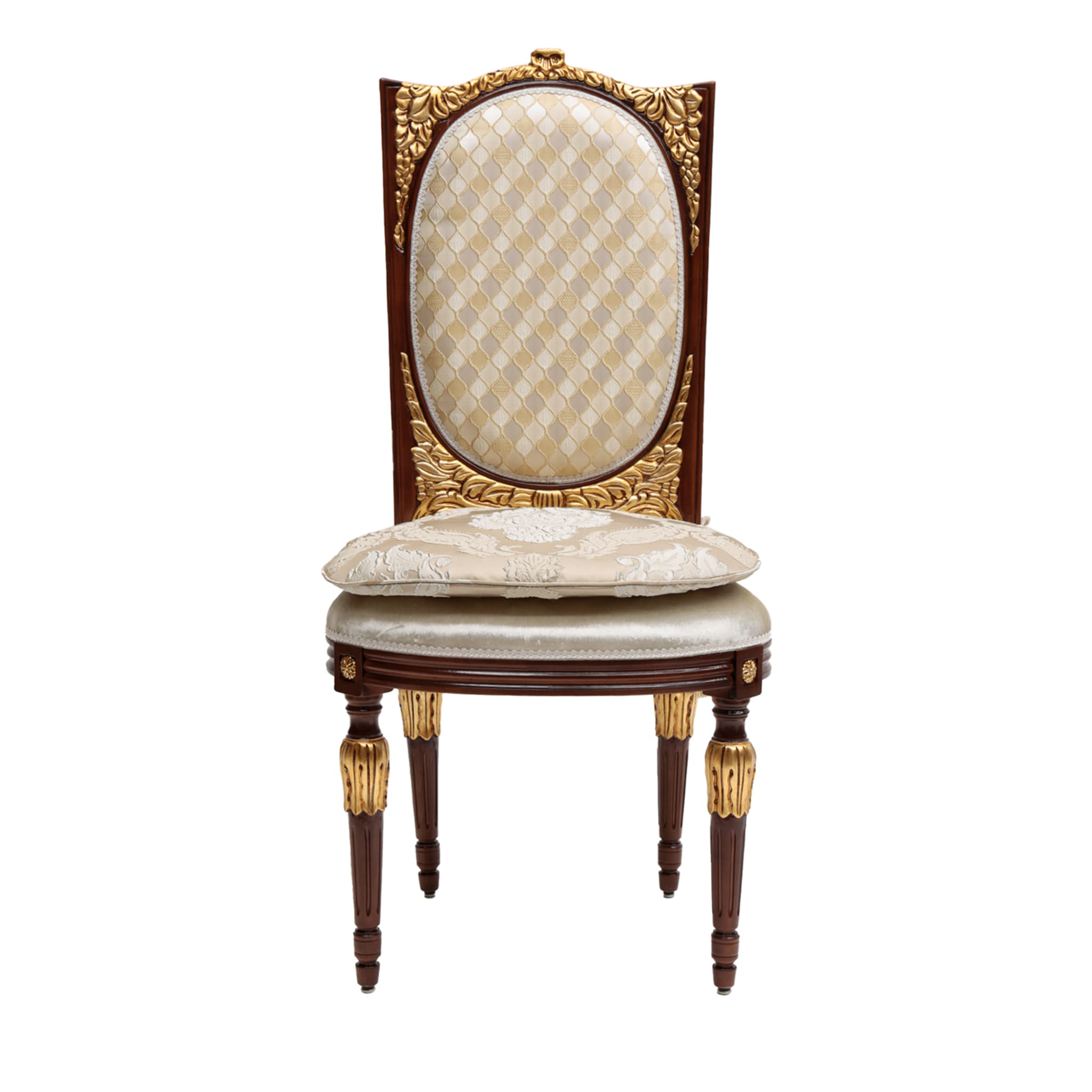 Upholstered Chair with Silver Inlays - Main view