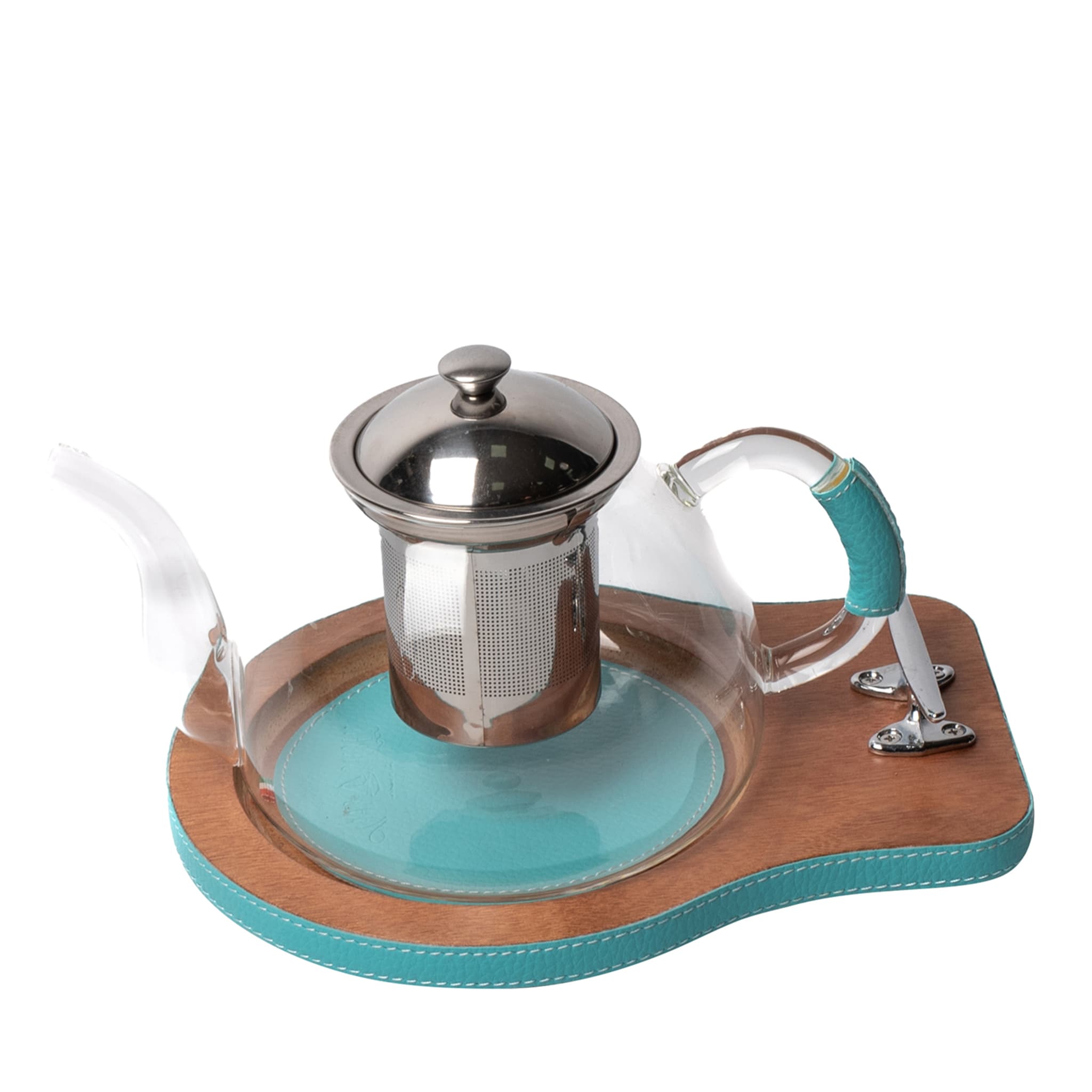 Turquoise Glass Teapot with Infuser - Main view