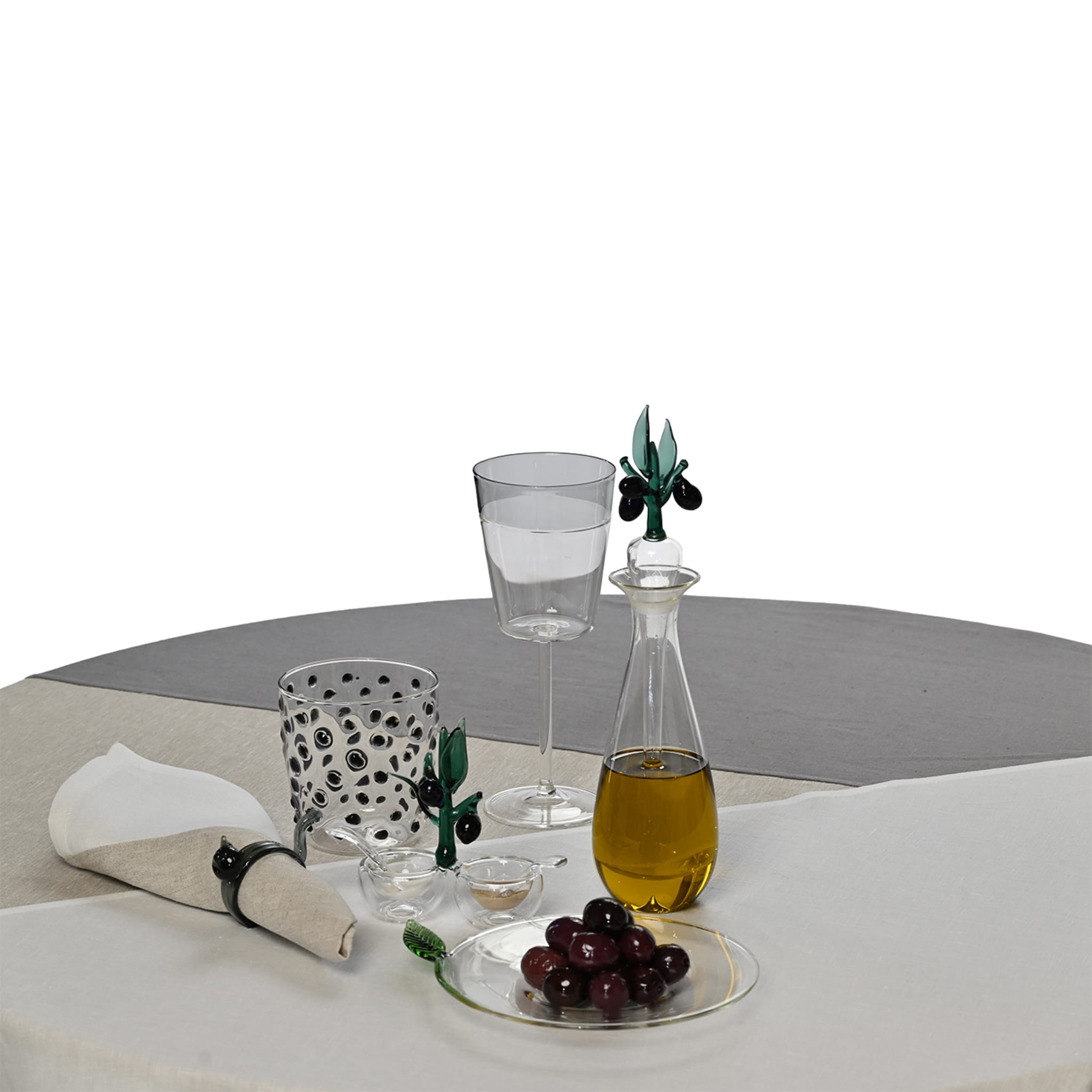 Portofino Handcrafted Olive Glass Oil Bottle - Alternative view 1