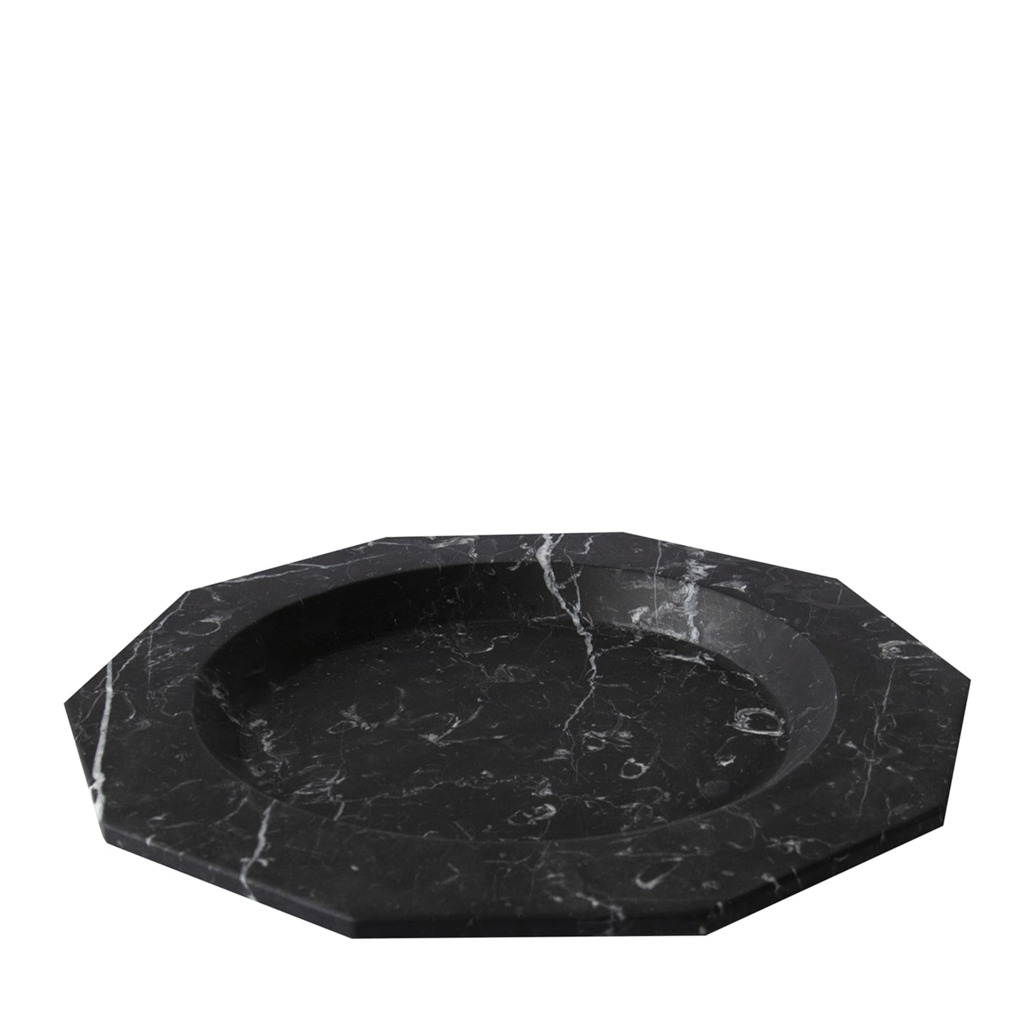 Assiette plate en marbre noir Marquina - Vue principale