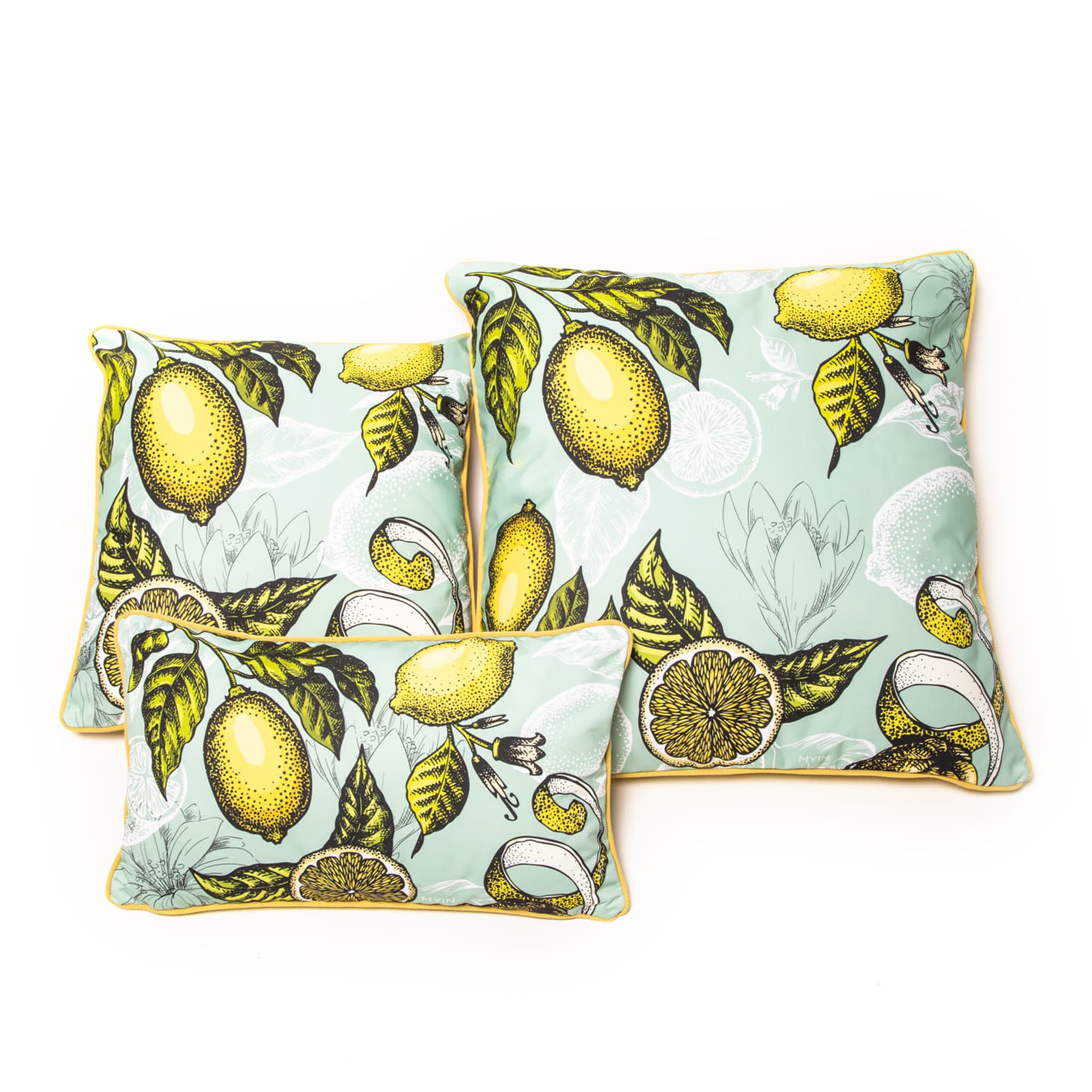 Mia Lemon Waterproof Large Cushion by Luciana Gomez - Alternative view 2