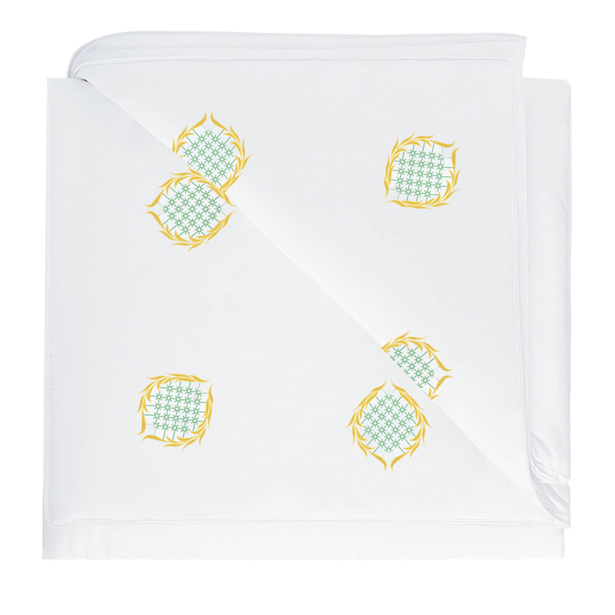 Ananas Embroidery White & Yellow Dede US King Light Quilt - Main view