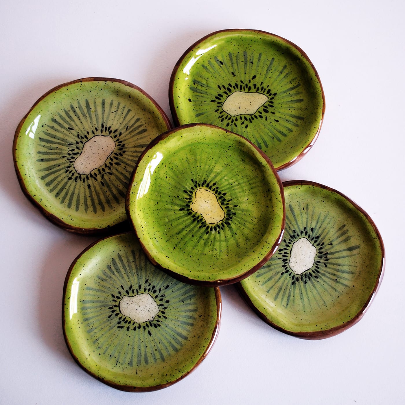 Set of 4 Green Kiwi Plate 10 cm  - Federica Massimi