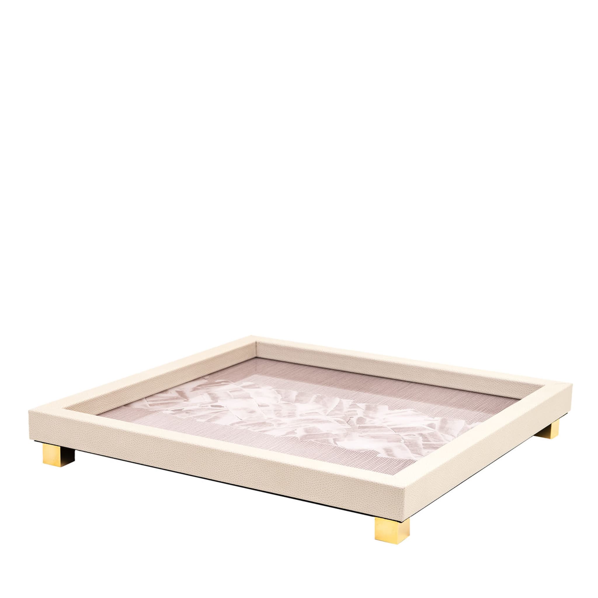 Memo Square Footed Beige Tray - Main view