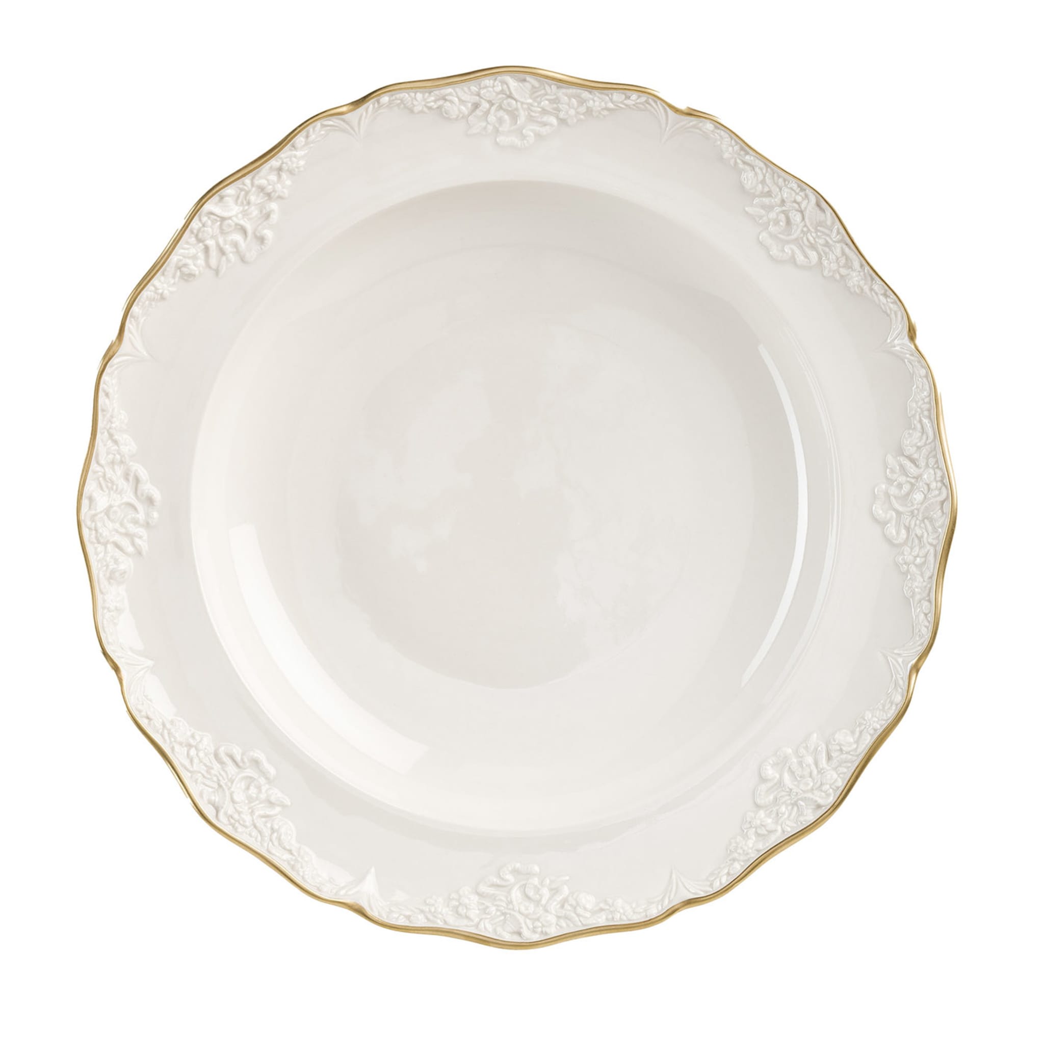 Irene Set of 2 White & Gold Soup Plates - Main view