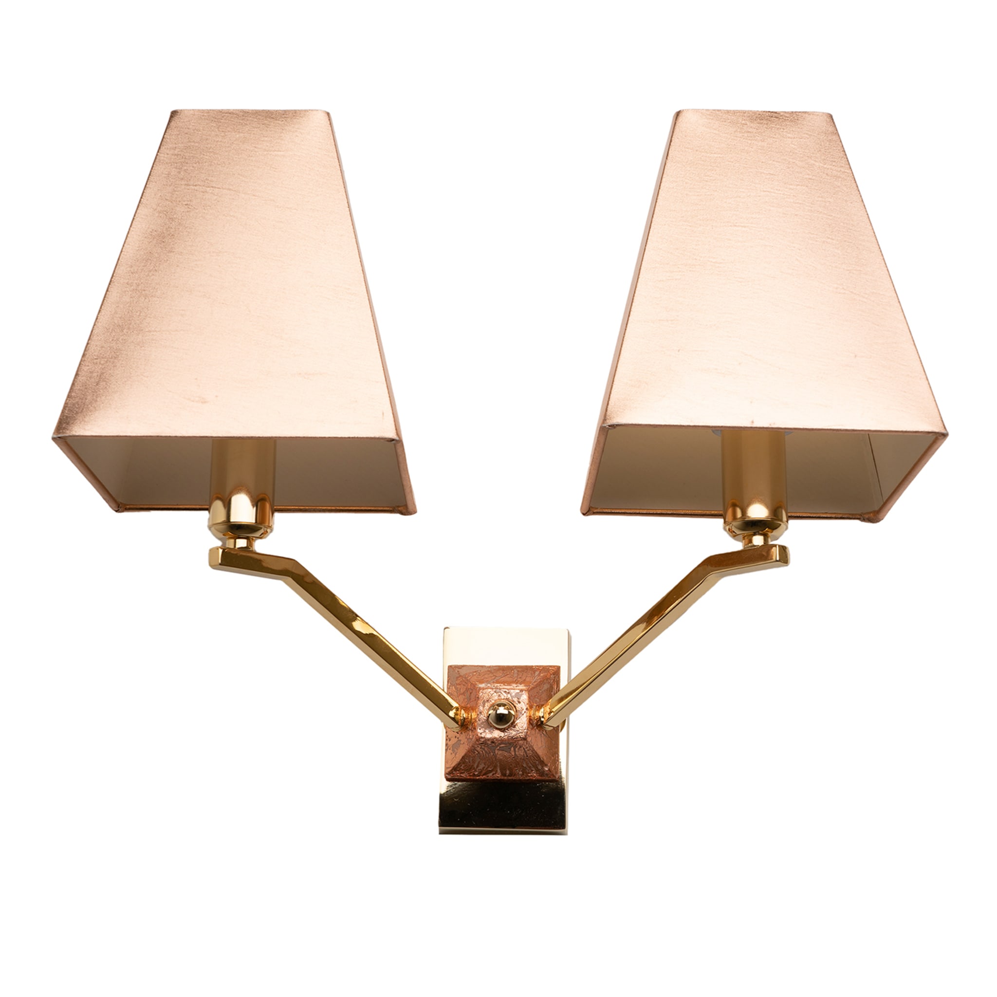 2-Light Kupfer-Blatt &amp; Gold Wandleuchte - Hauptansicht