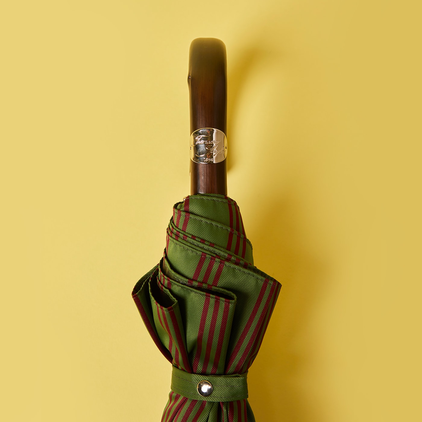 Green Regimental Foldable Umbrella - Francesco Maglia Milano