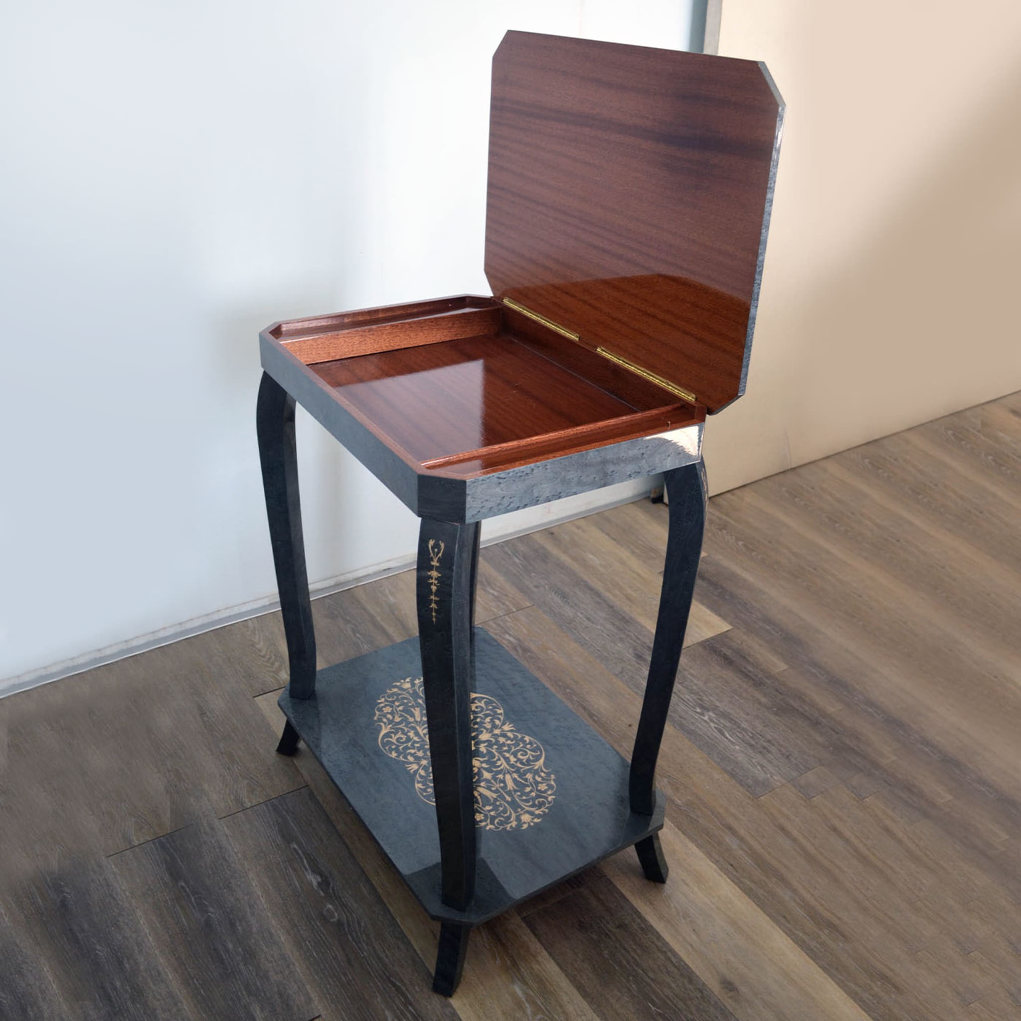 Musical Birdseye Maple Side Table with Storage Unit - Alternative view 2