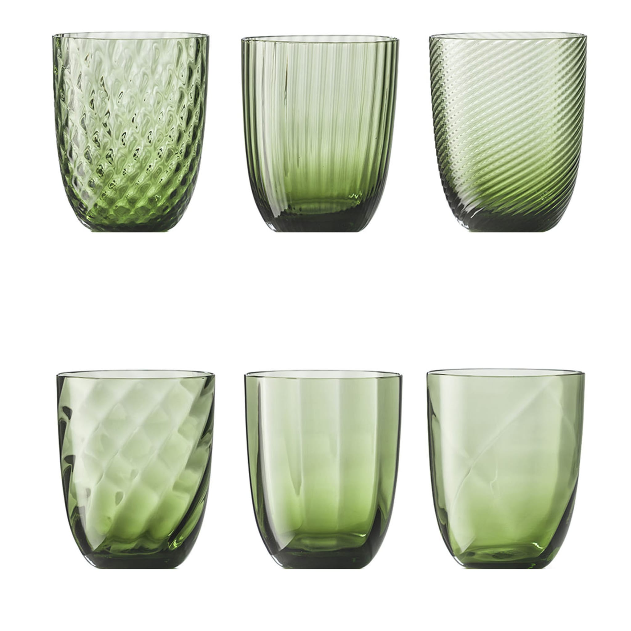 Idra Soraya Set of 6 Green Assorted Glasses - Main view
