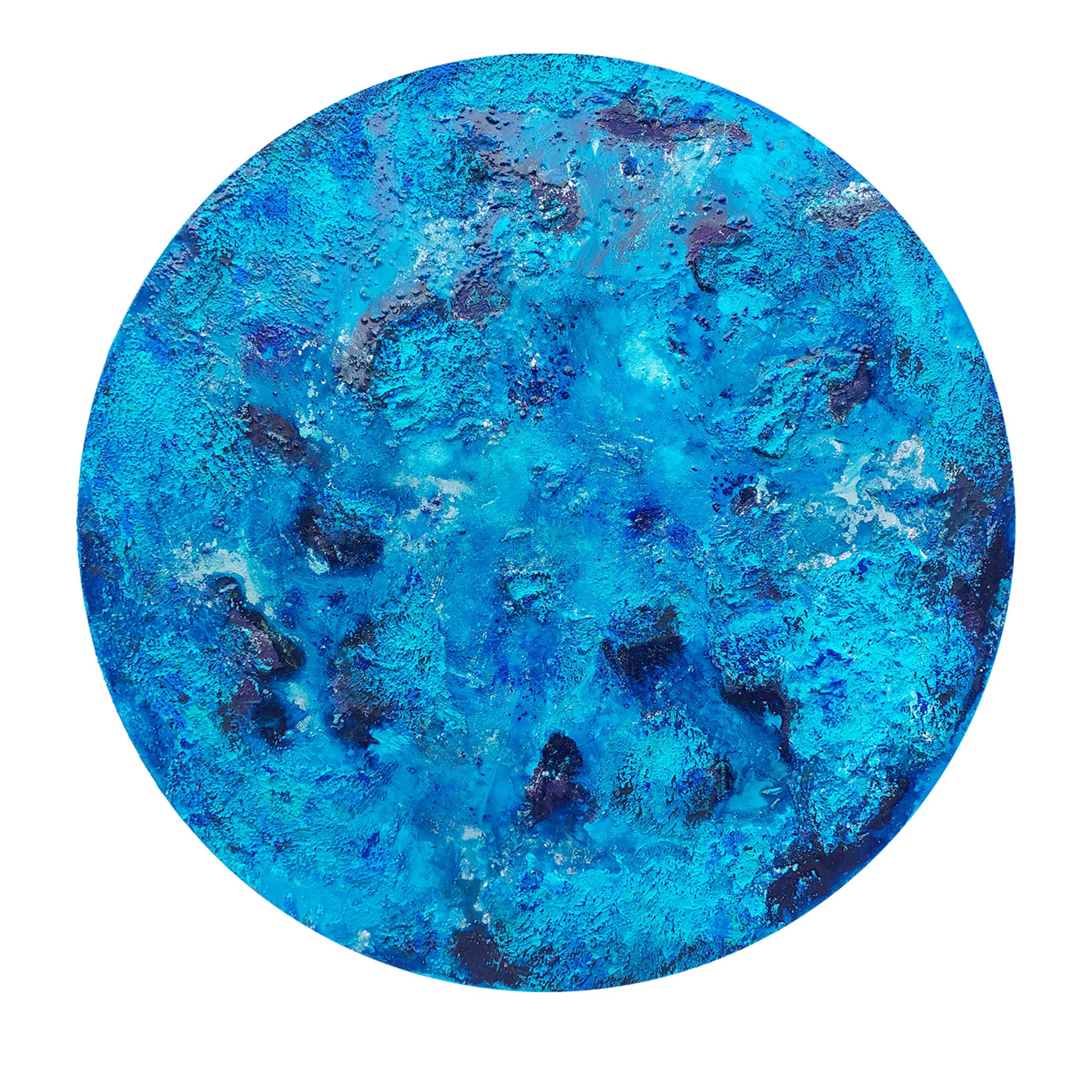 Okeanos Round Mixed-Media Painting - Main view