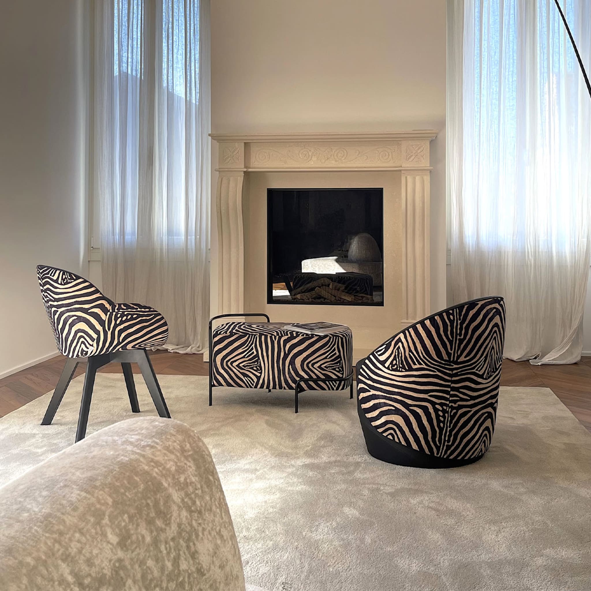 Kiros Lup Zebra-Striped Lounge Chair - Alternative view 4