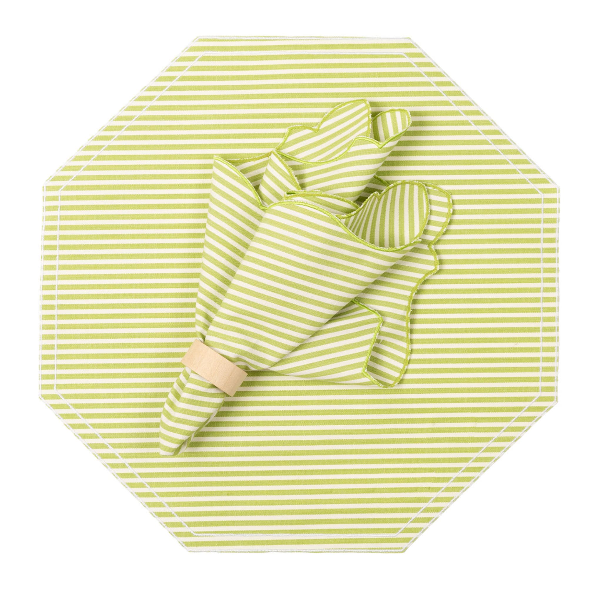 Mr Stripes Green Octagon Placemat & Angelina Napkin #2 - Main view