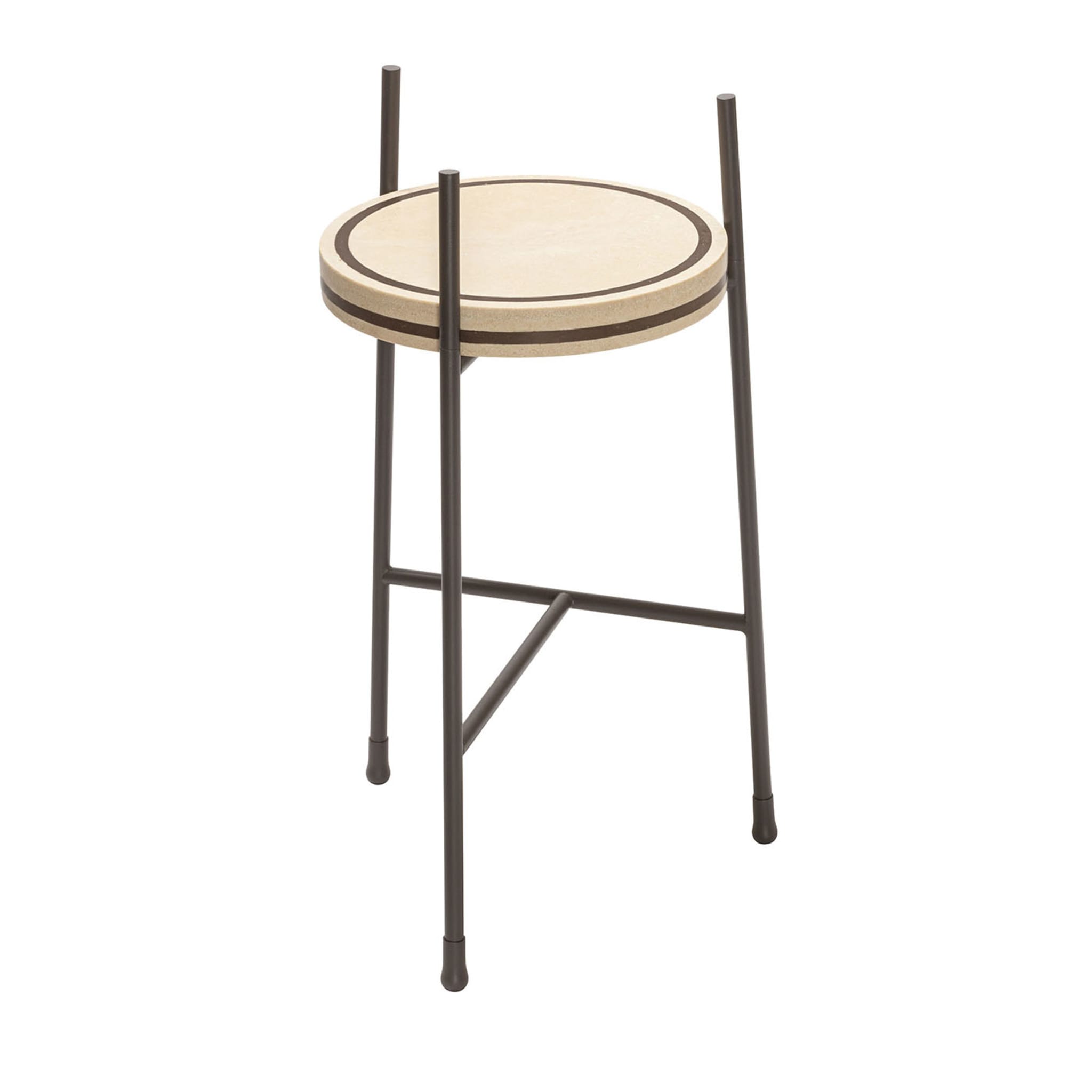 Oblivion Petite table ronde en travertin brun - Vue principale
