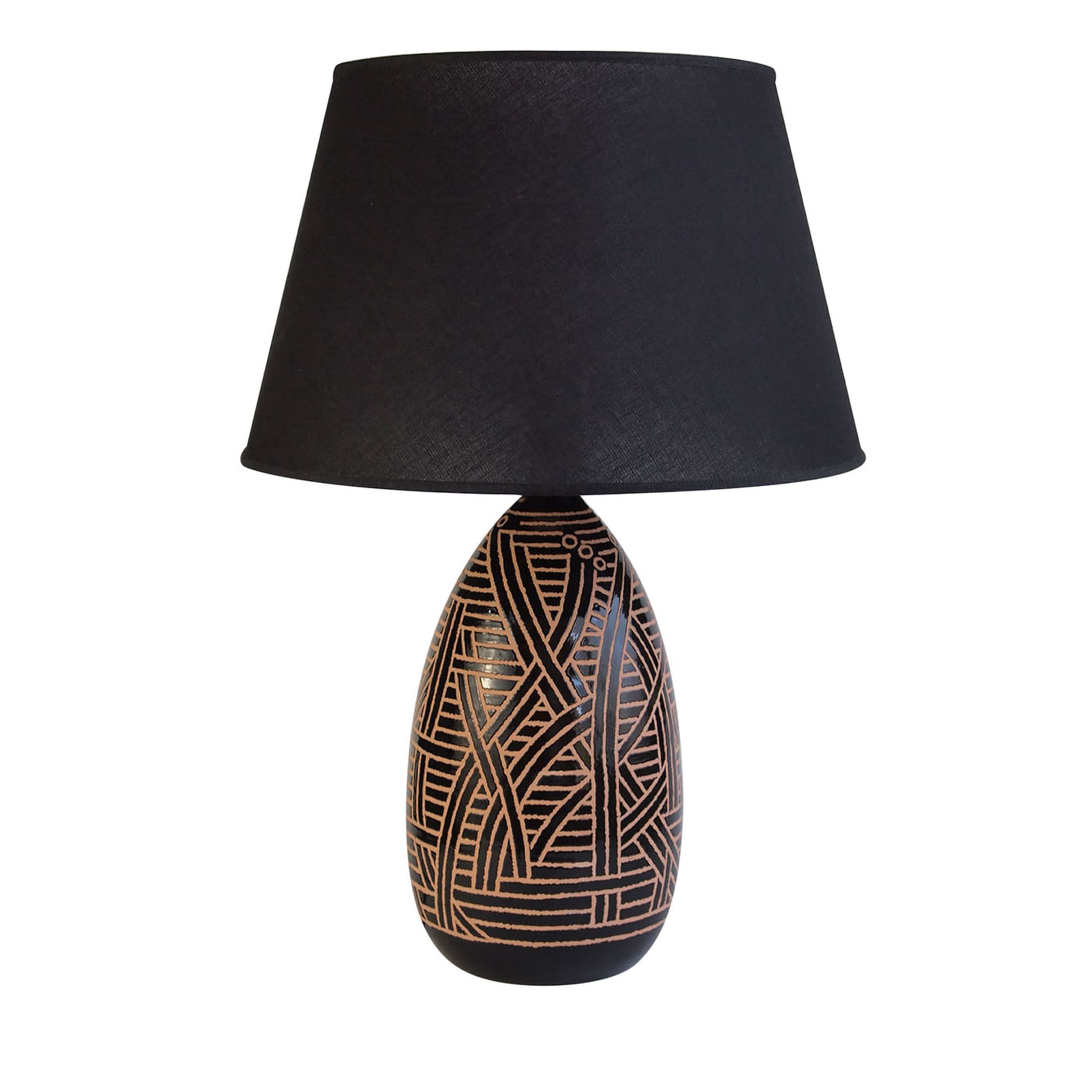 Patterned Black & Terracotta Table Lamp - Main view