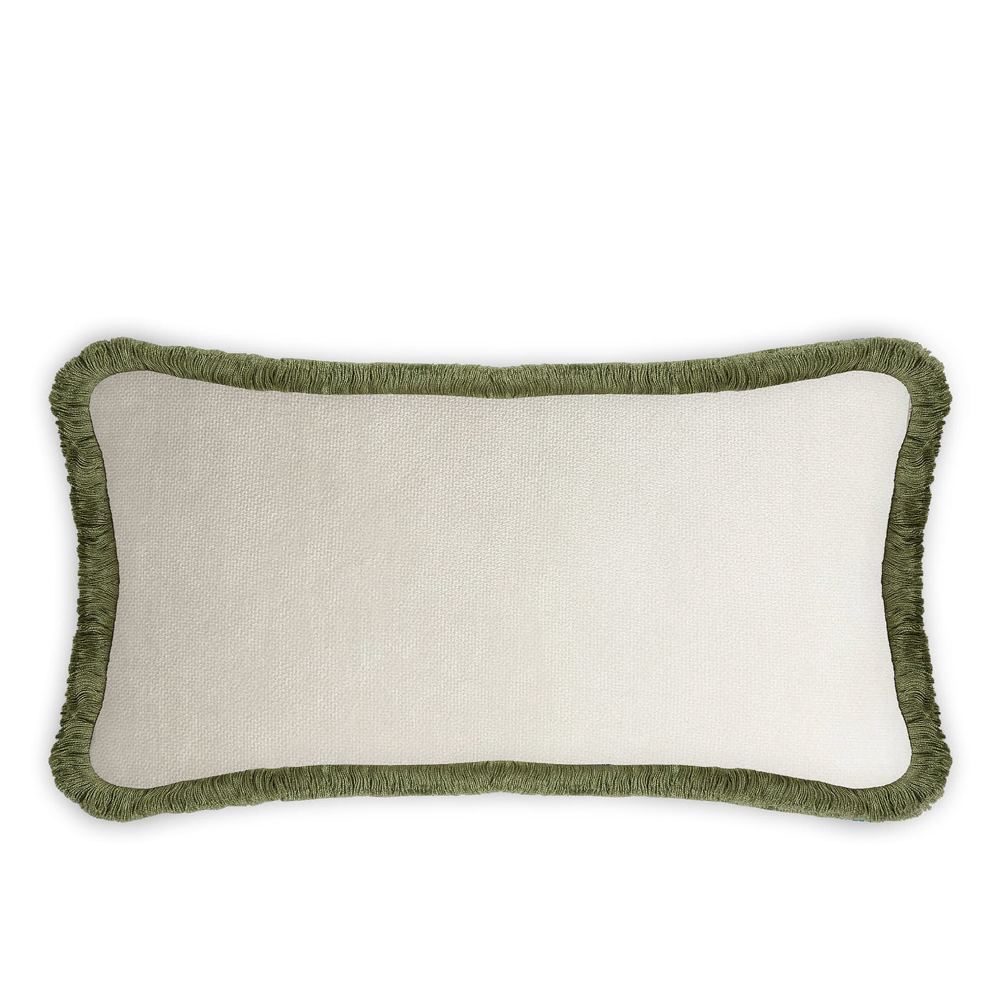Cuscino Happy in velluto verde e bianco a forma di coppia rettangolare - Vista alternativa 1