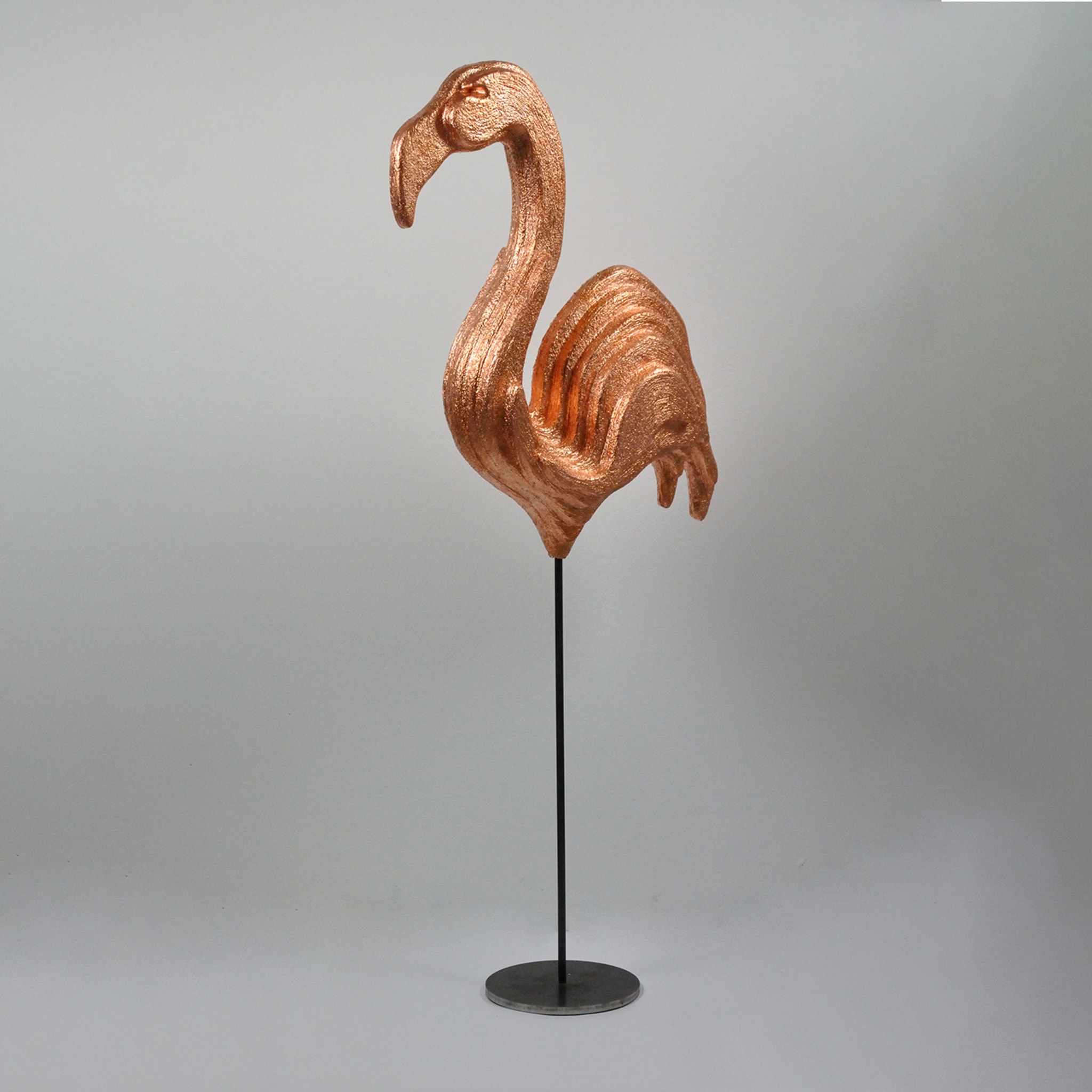 Pink Flamingo Coppery Sculpture - Alternative view 3