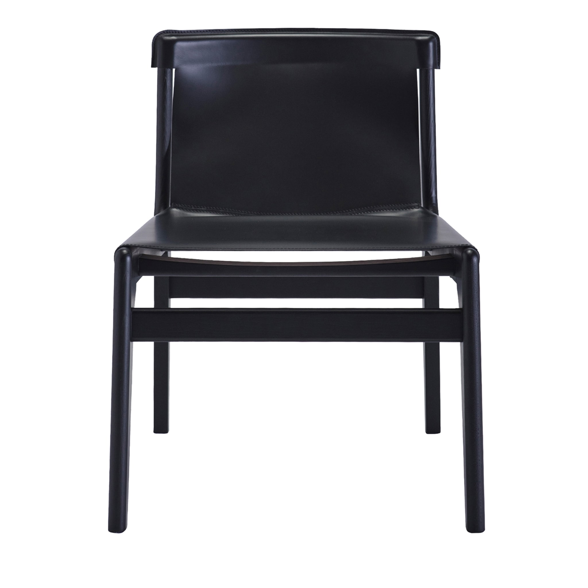 Burano Black Leather Lounge Chair by Balutto Associati - Vue principale
