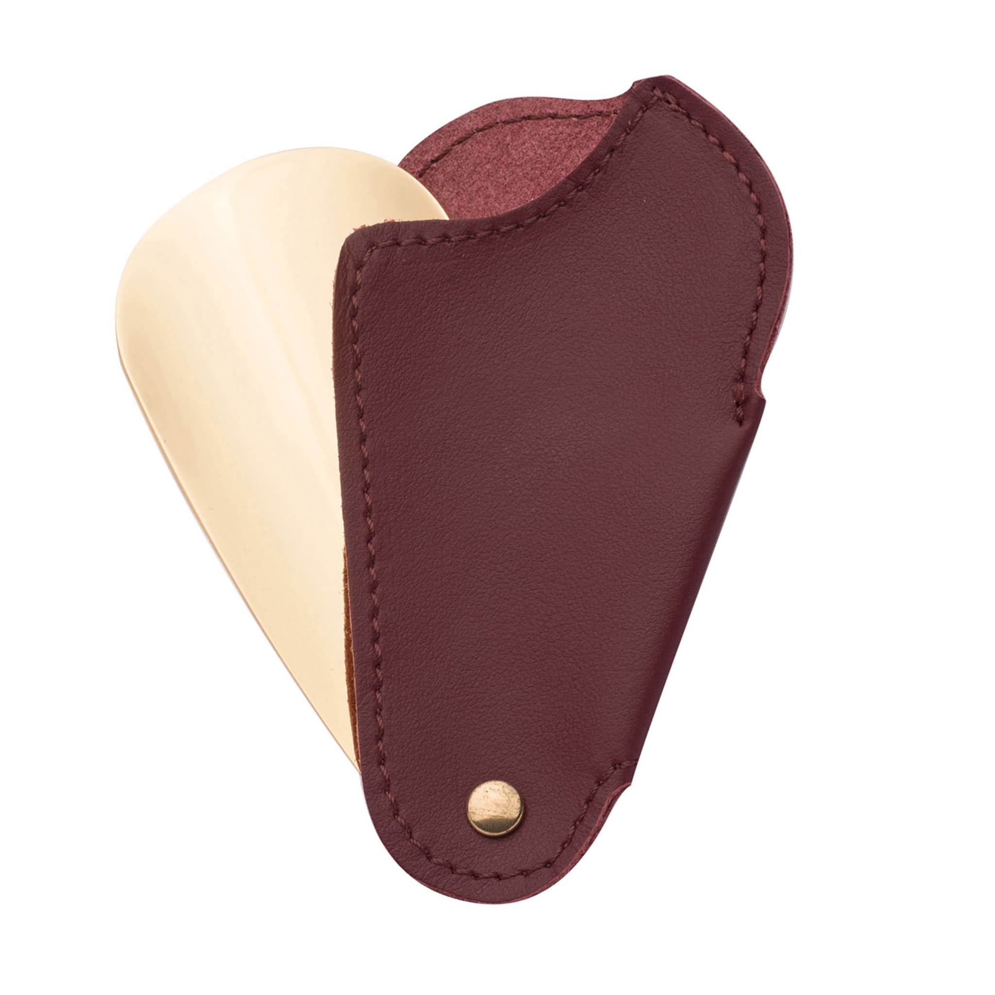 Burgundy & Gold Leather Travel Shoe Horn - Main view
