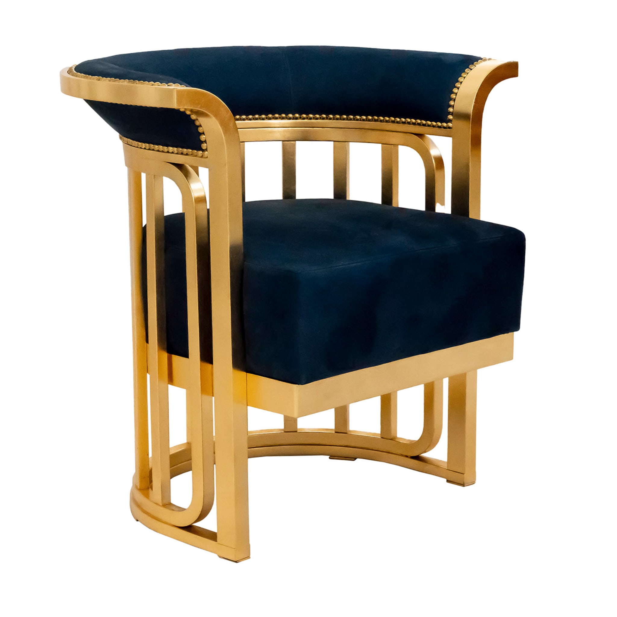 Blauer Samt-Sessel - Hauptansicht