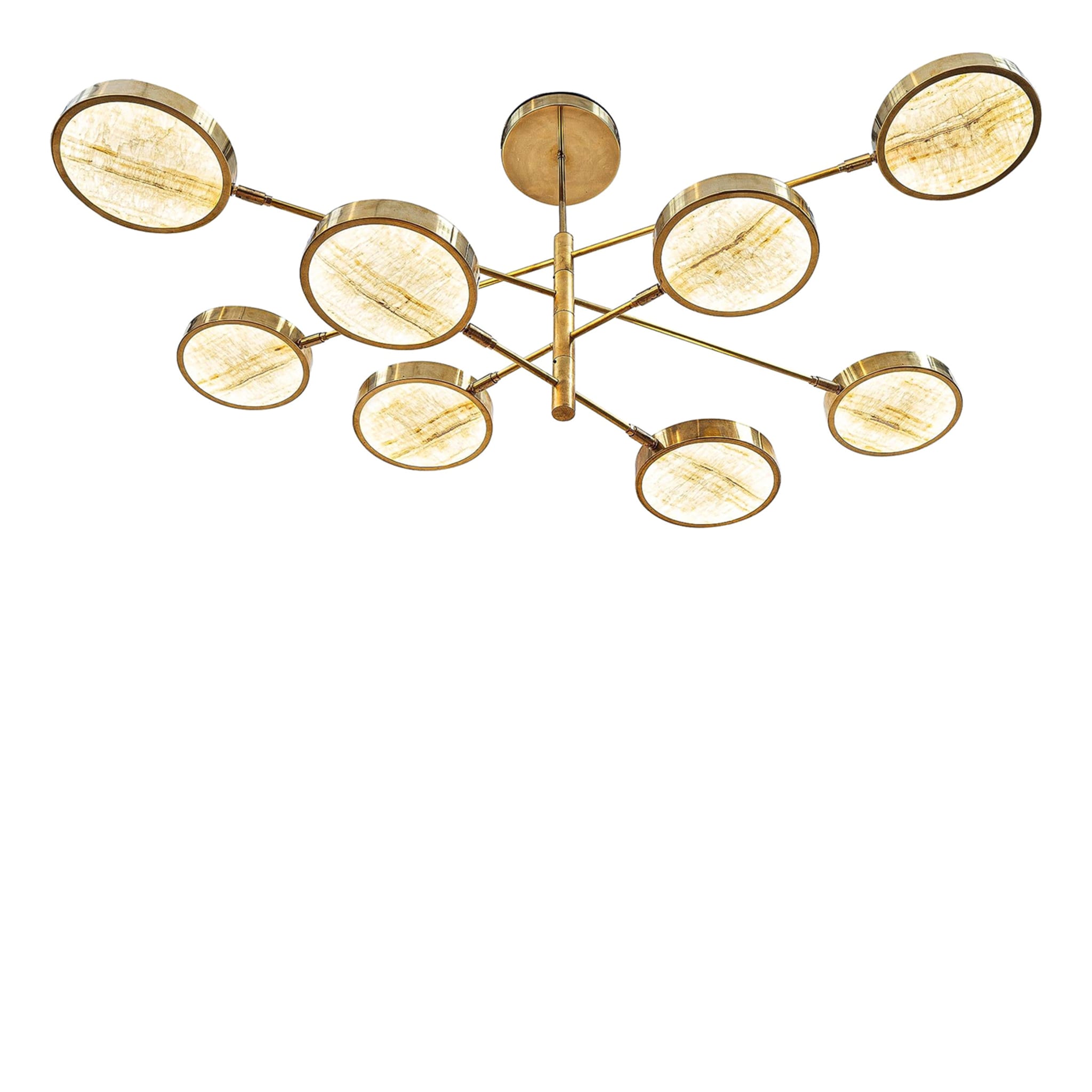 Sistema Solare 8-Arms Brass and Onyx Chandelier - Main view