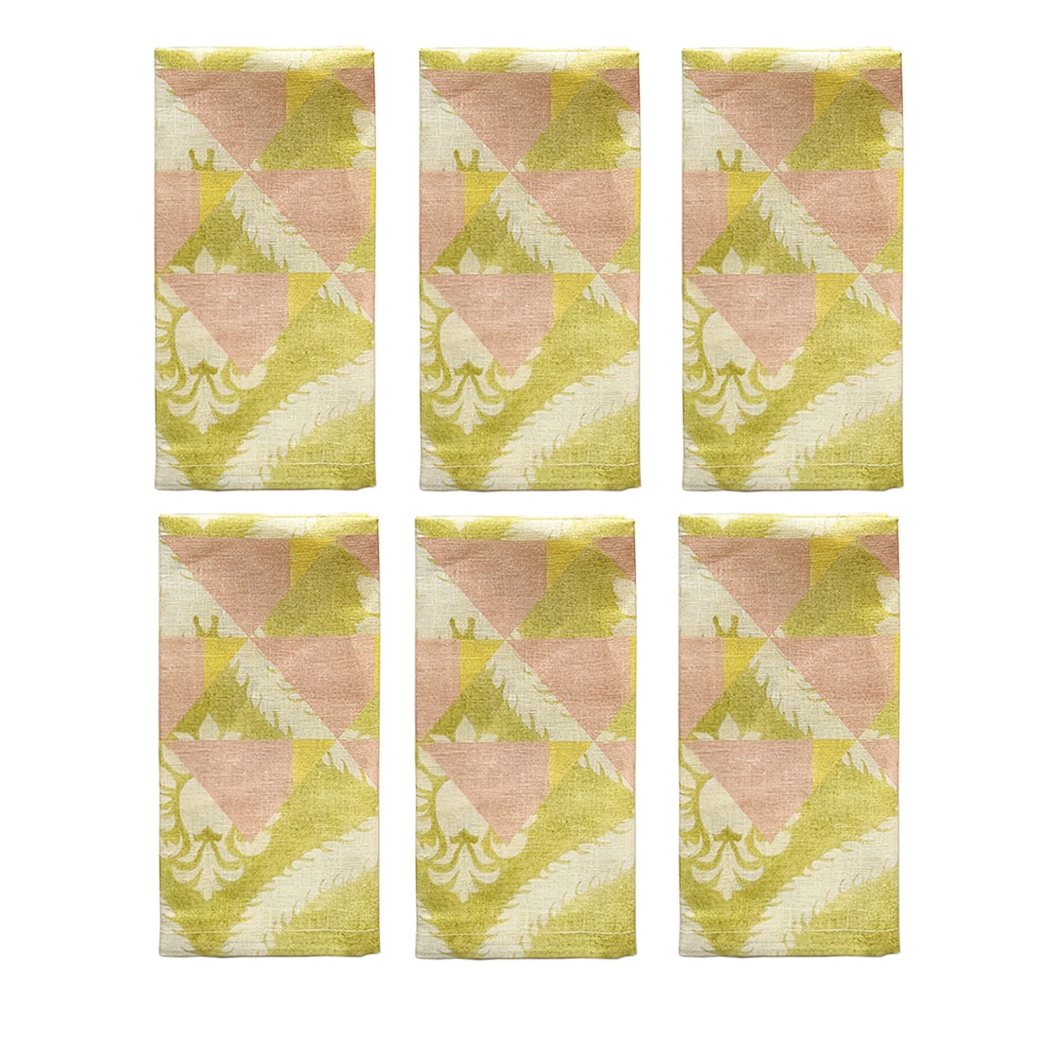 Ornamental Crush Set de 6 serviettes pistache et rose - Vue principale