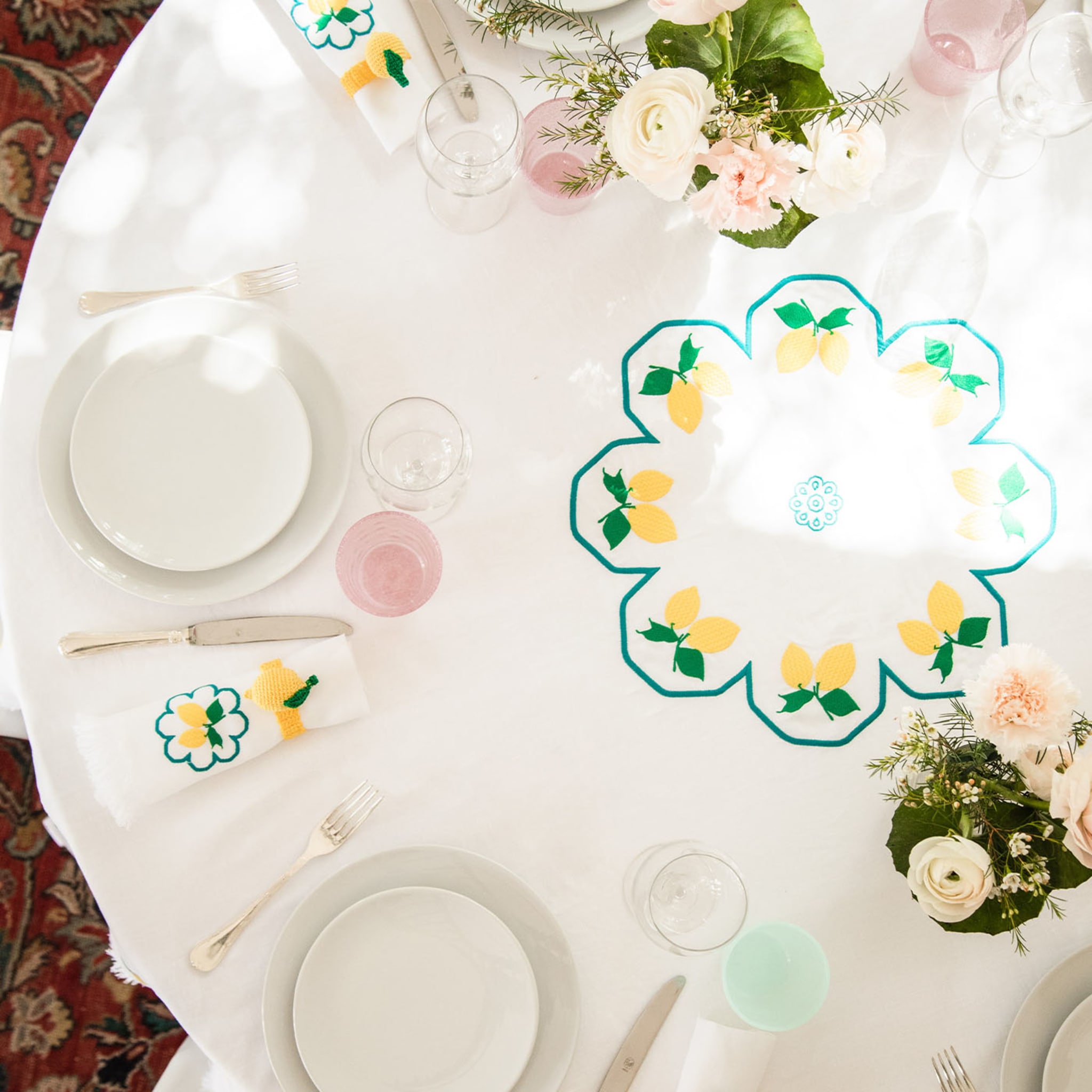 Limoni Multicolor Rectangular White Tablecloth - Alternative view 2