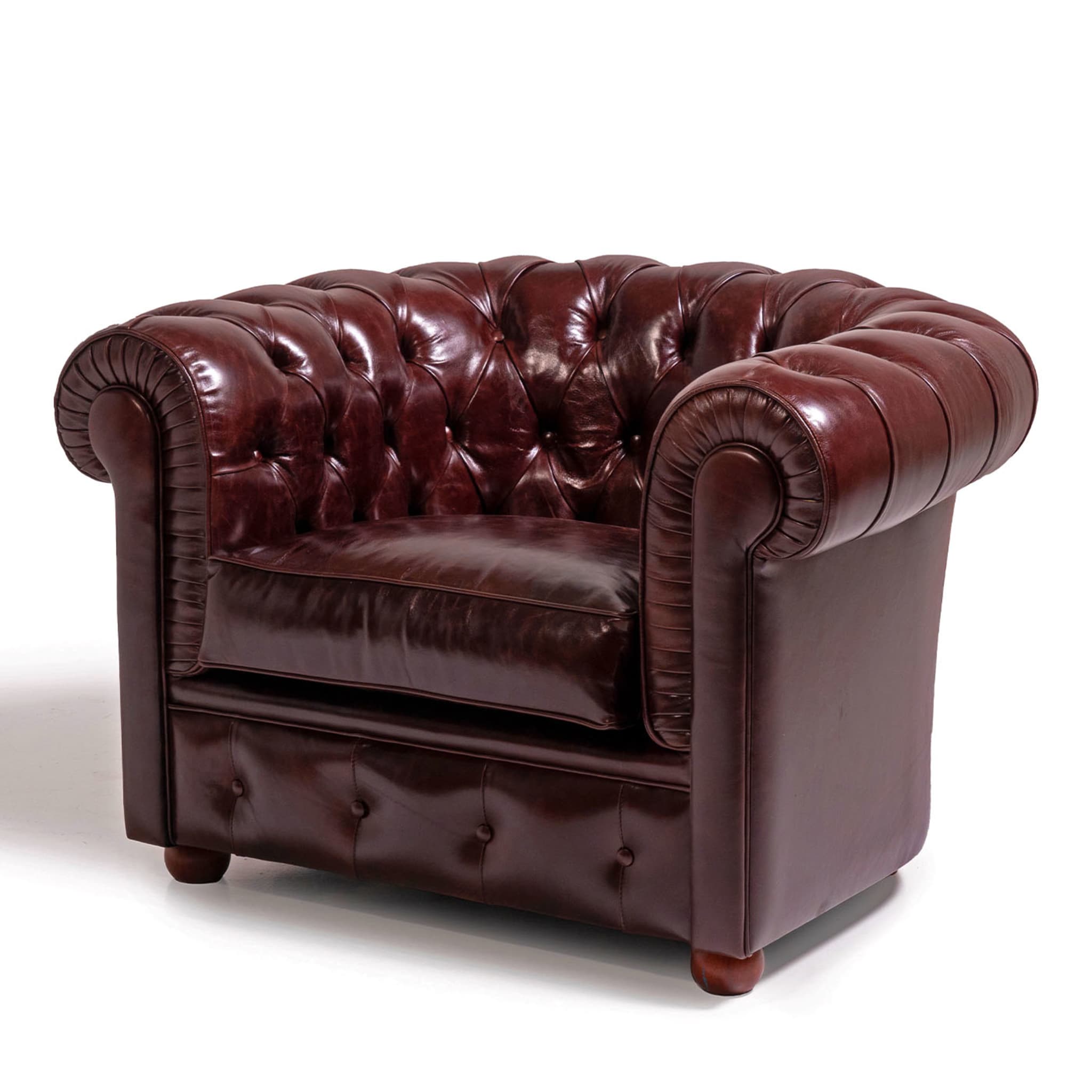 Chesterfield Ruby Leather Armchair Tribeca Collection - Alternative view 3
