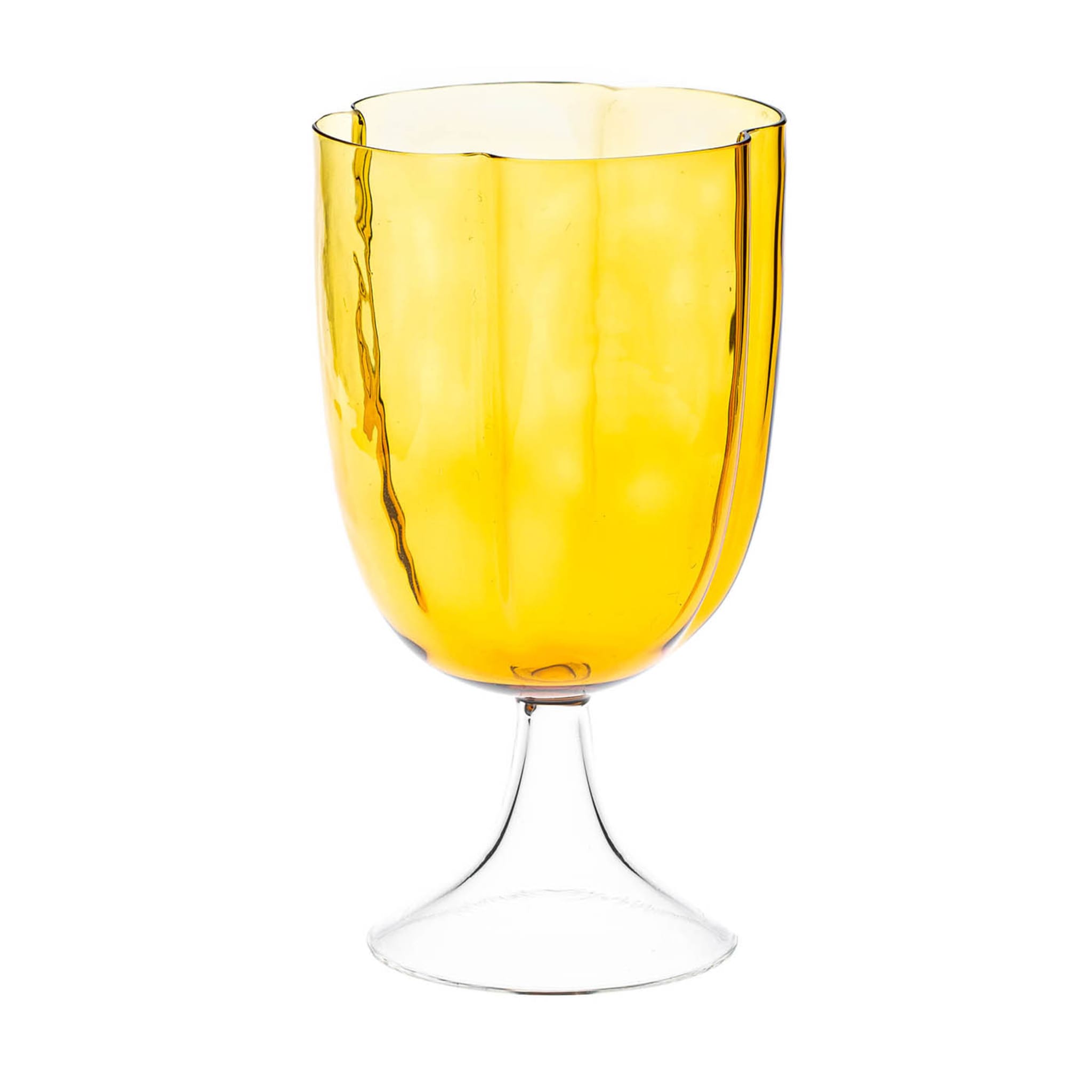 Set Of 4 Amber Petal Wine Glasses - Main view