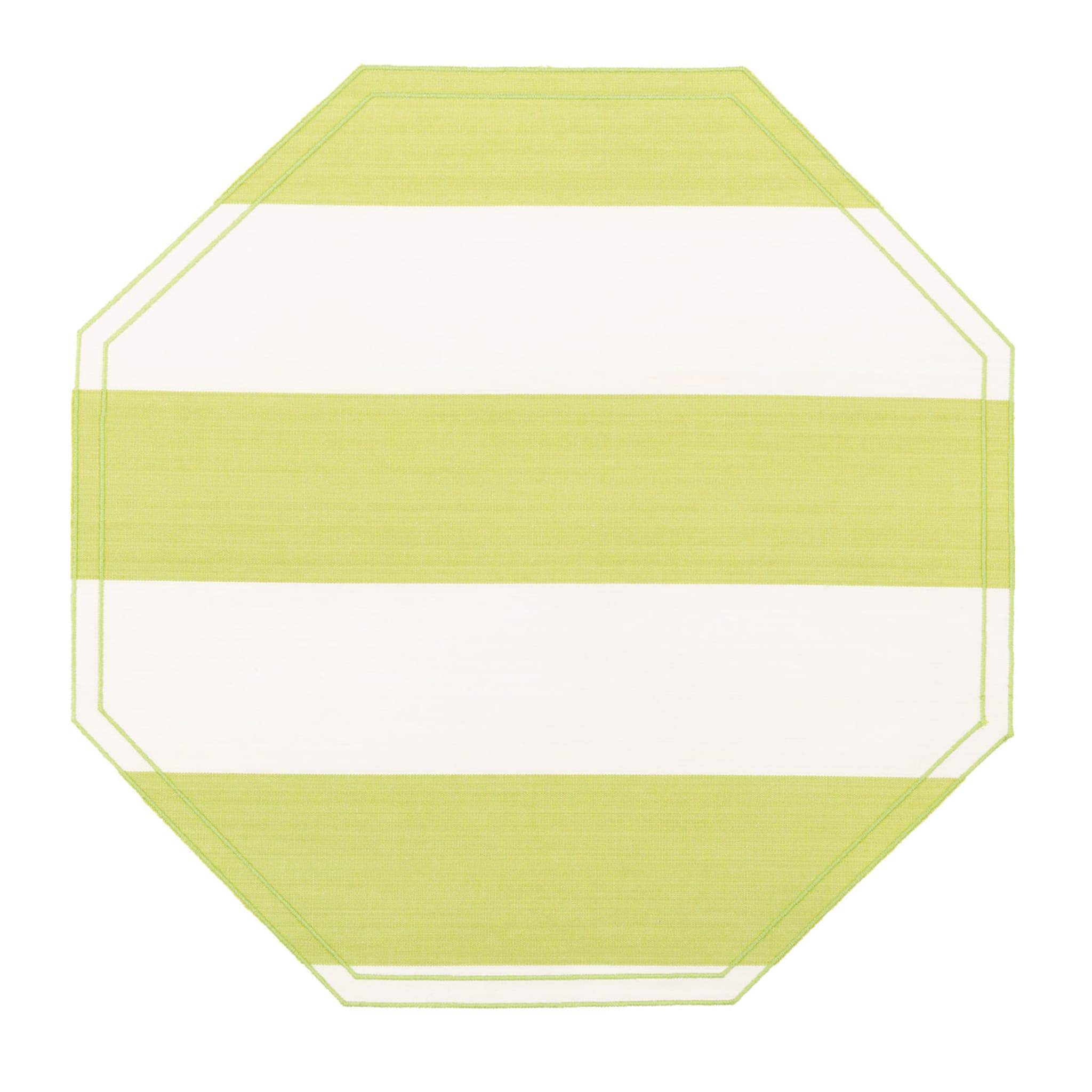 Set of 2 Stripes White & Grass Octagon Placemats - Main view
