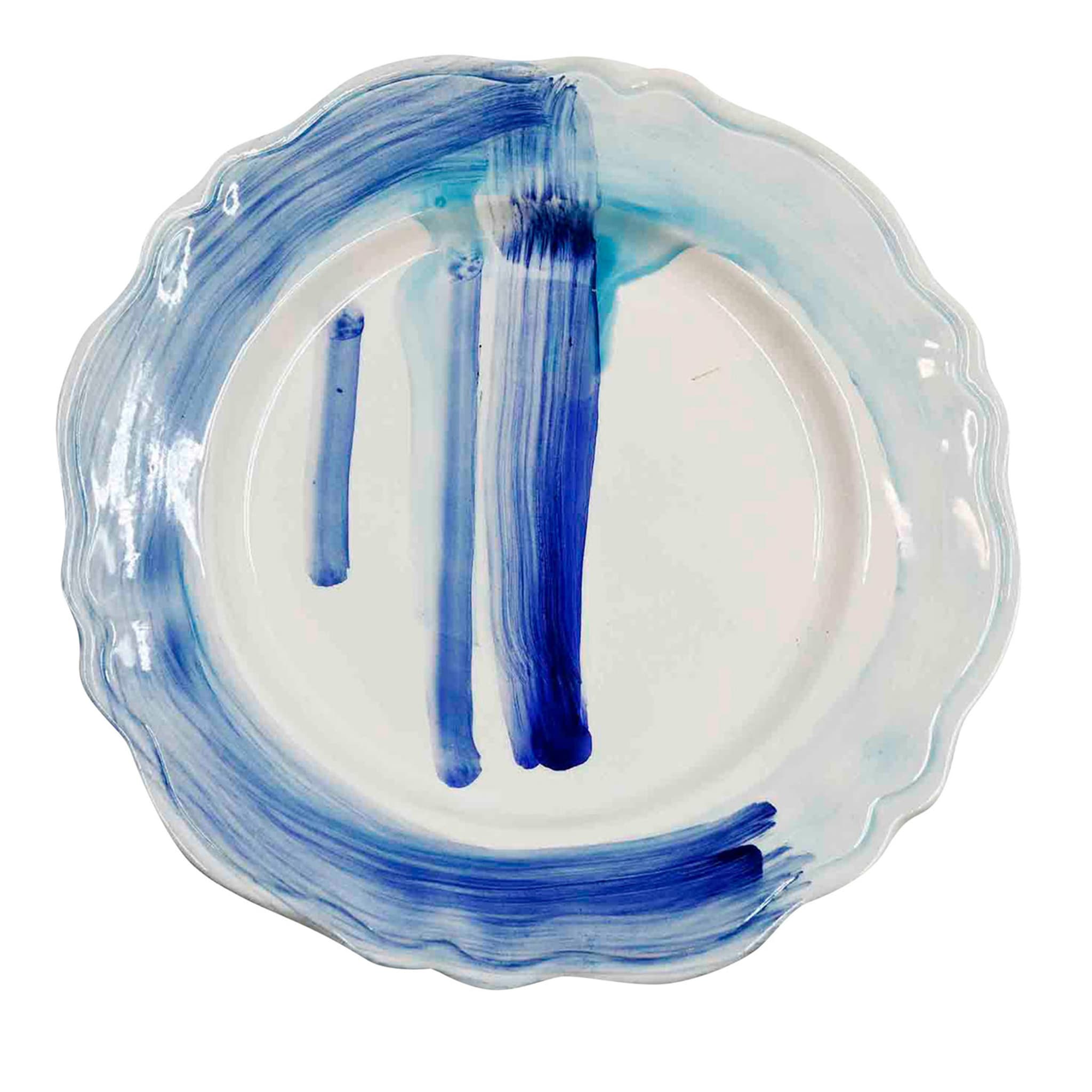 Set of 2 Blue & Azure Brushstrokes Dinner Plates - Main view