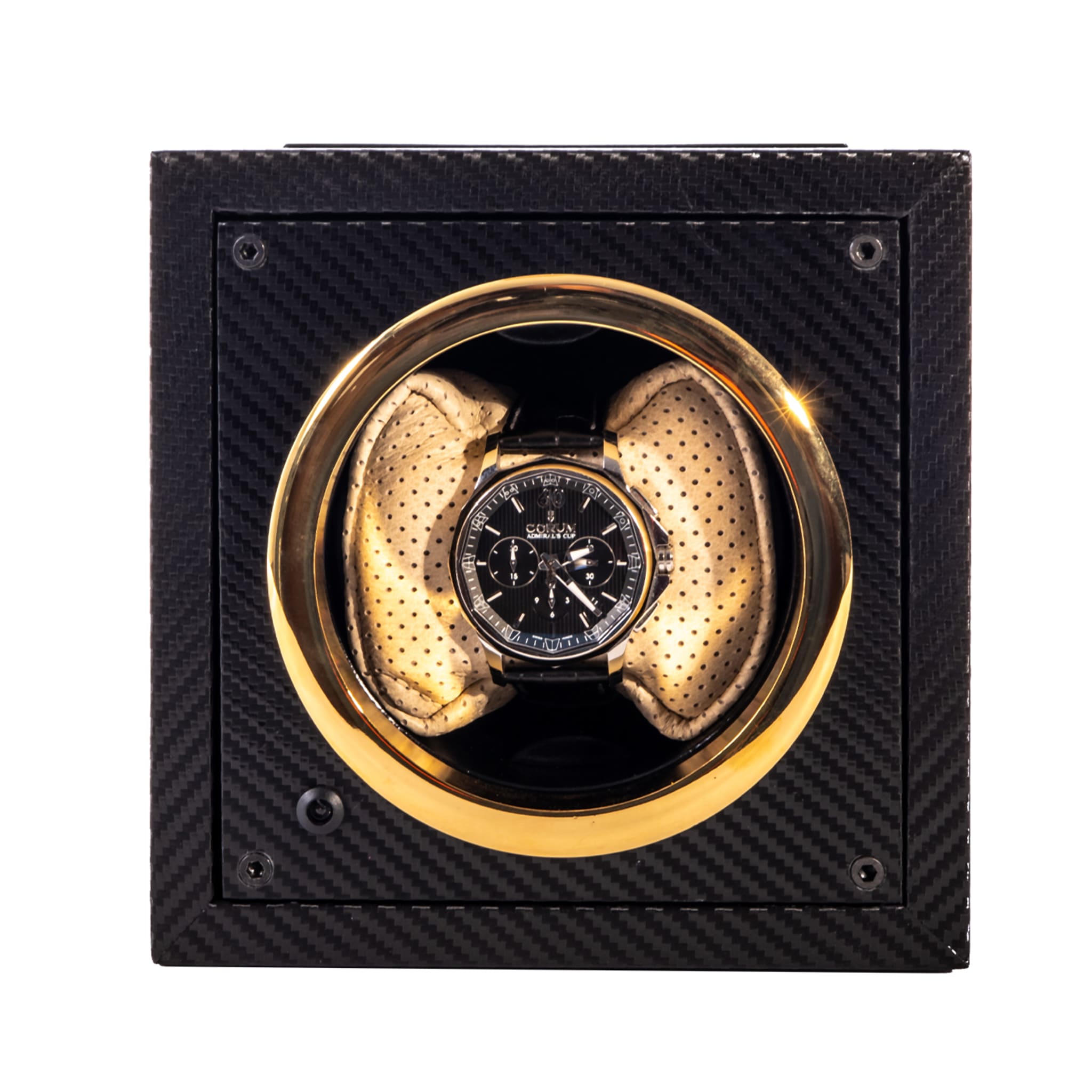 MT Mini Cilindro per orologi in carbonio nero e pelle color crema - Vista alternativa 3