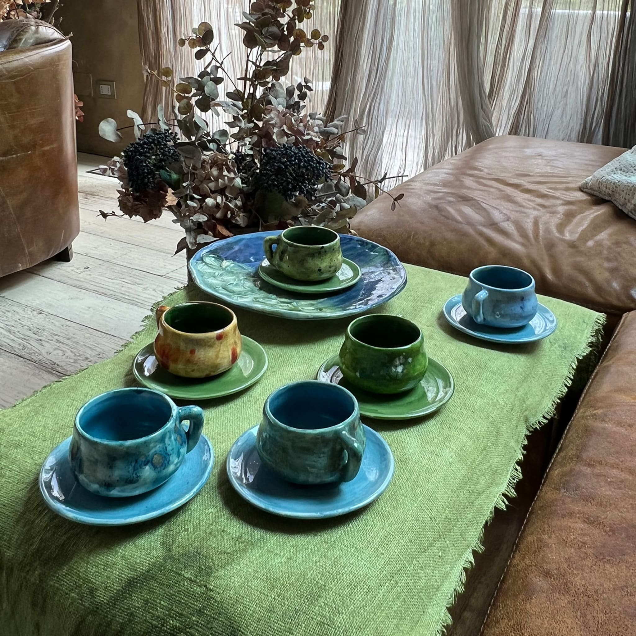 Jade Teal & Blue Espresso Cup with Saucer - Alternative view 4