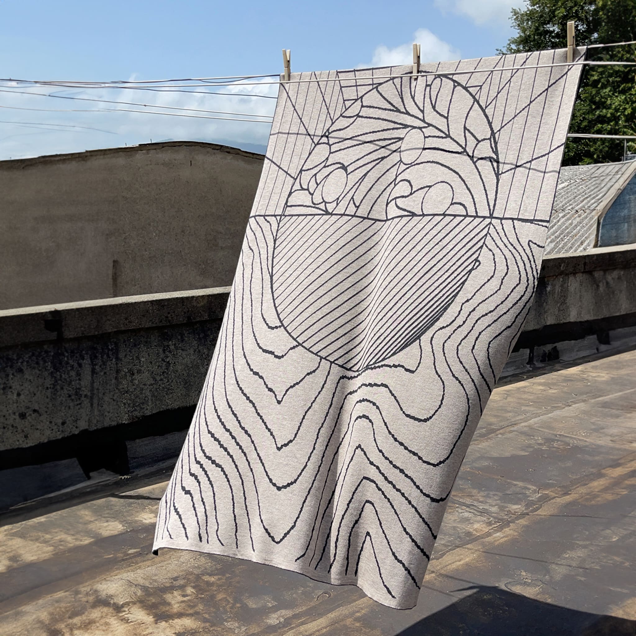 Pensieri 1 Gray Tapestry/Blanket by Luca de Bona - Alternative view 1