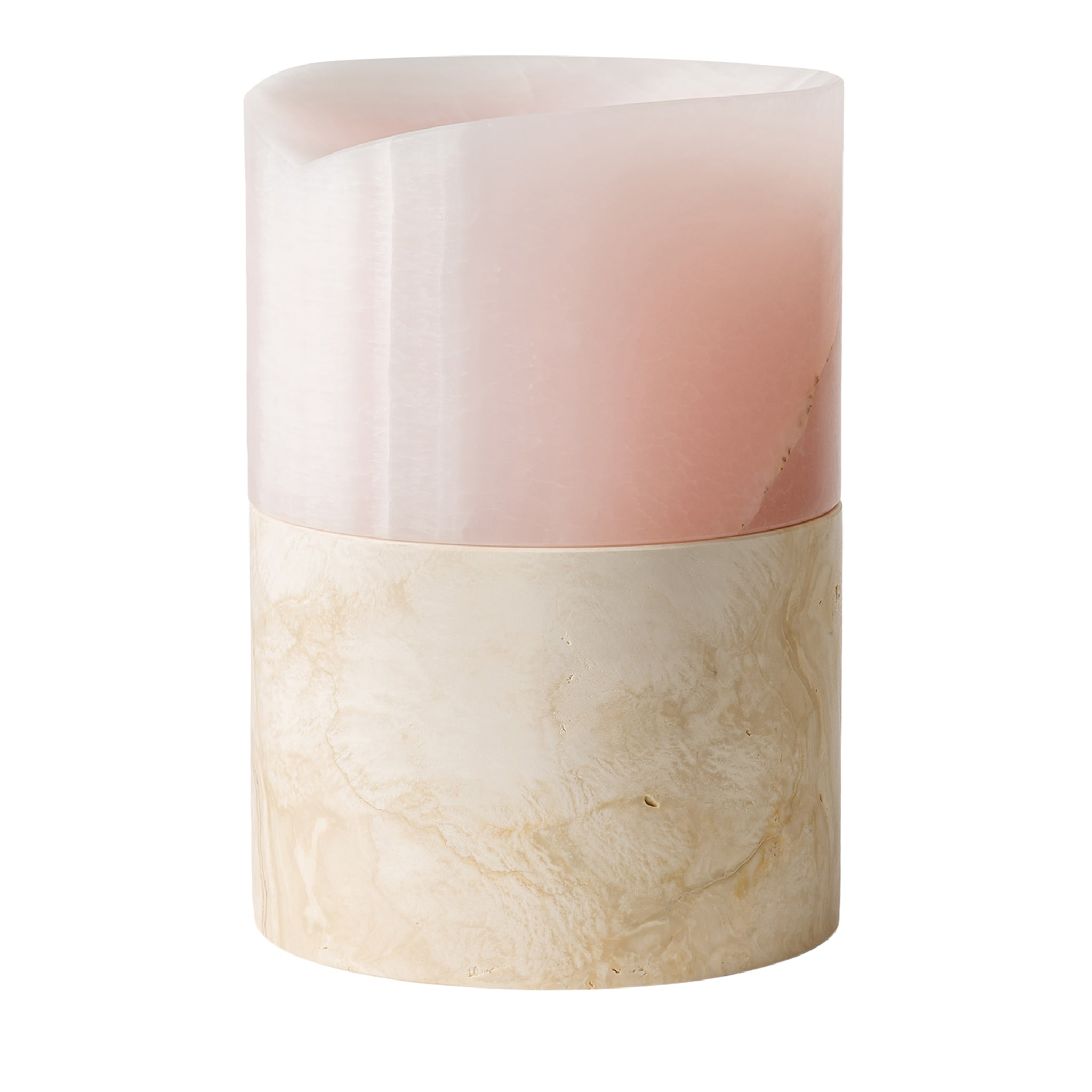Here and Now Pink Onyx and Ostuni Travertine Vase - Main view