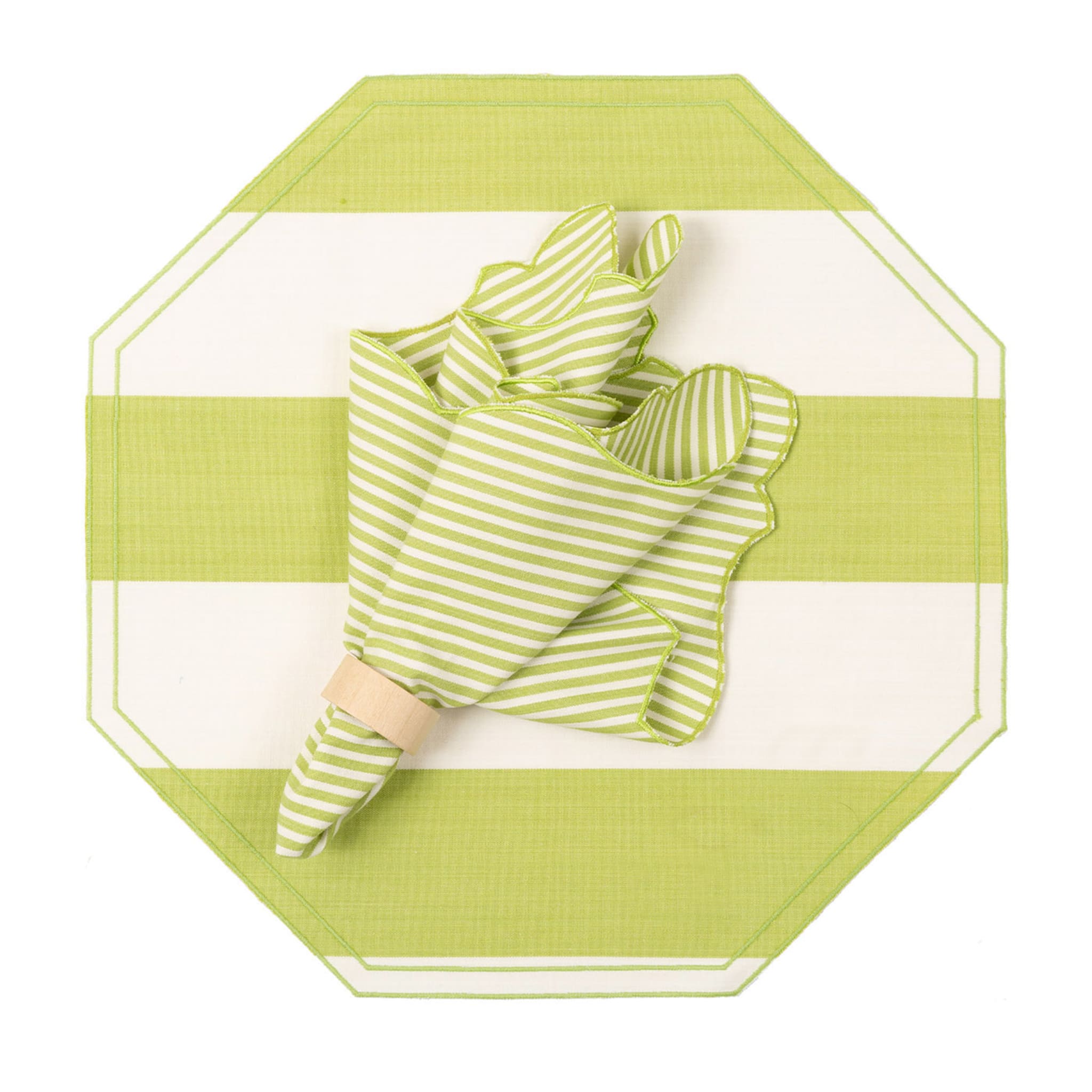 Mantel octogonal verde Mr Stripes y servilleta Angelina #1 - Vista principal