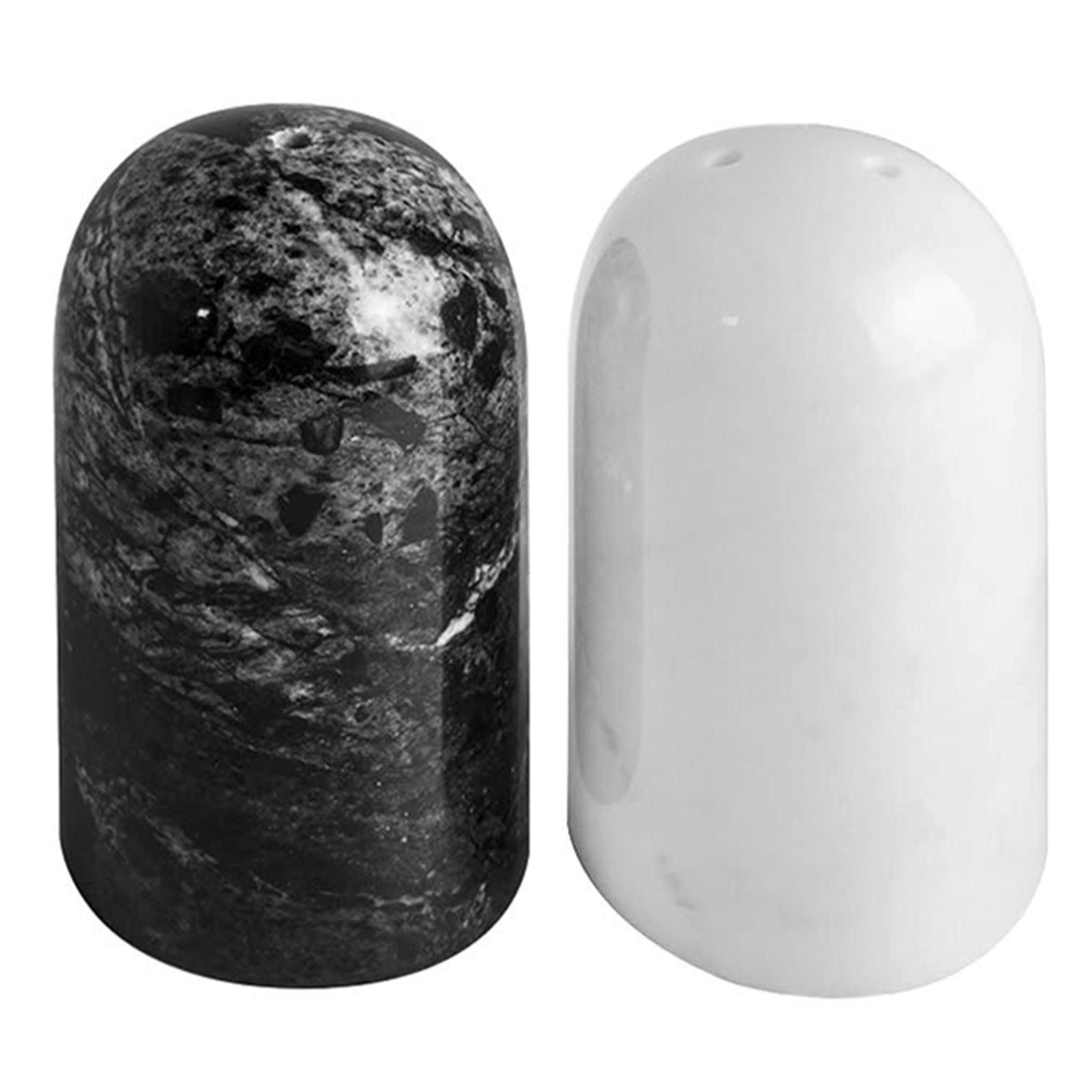 Sel et poivre en marbre blanc et noir  - Vue principale