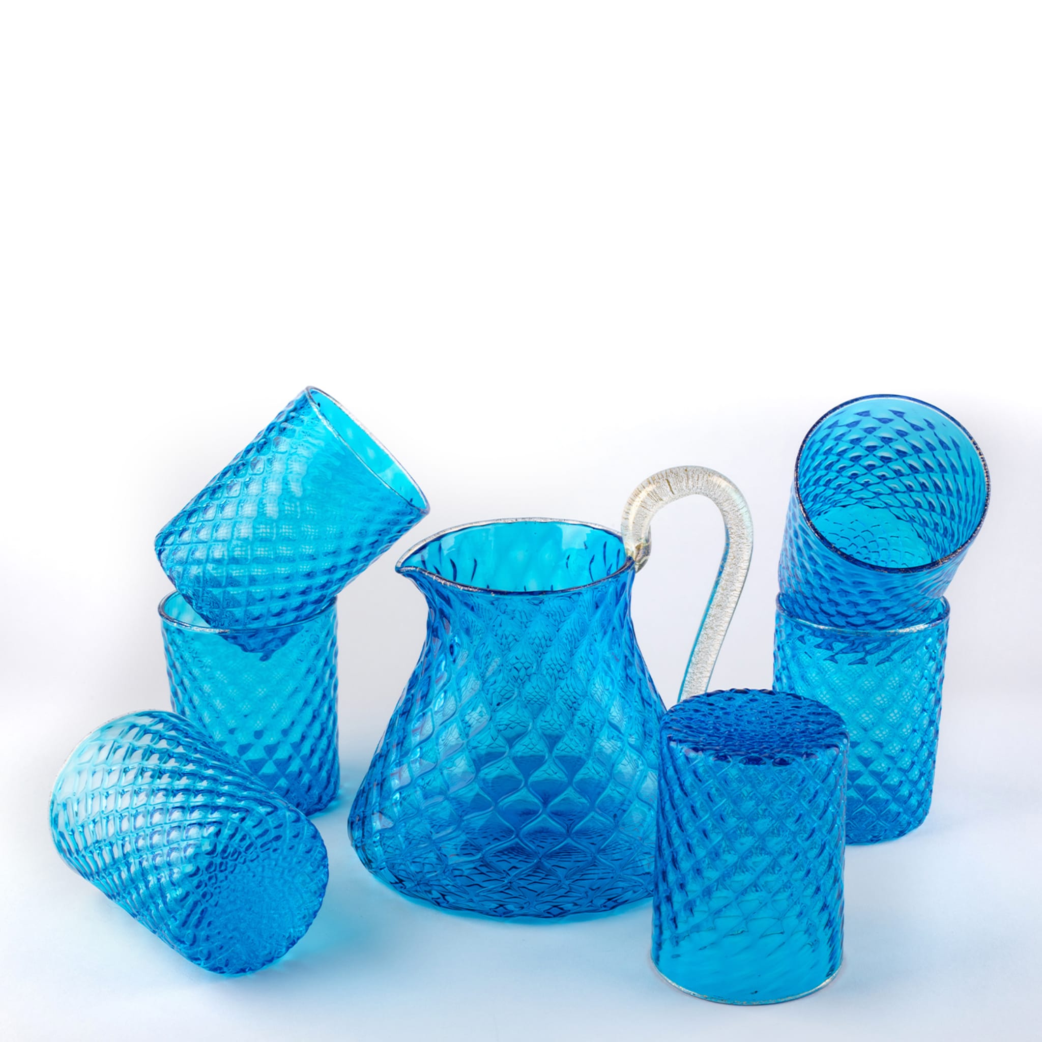 Set of Blue Balloton Pitcher and 6 Glasses - Alternative view 1