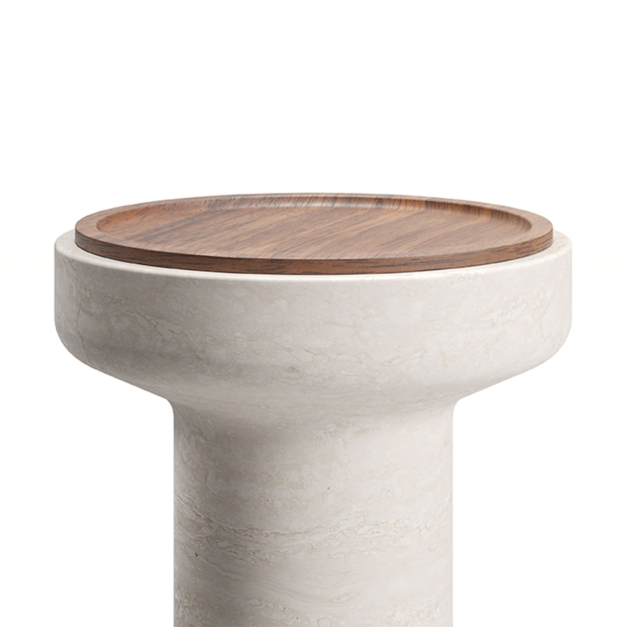 Tivoli Side Table in travertine and walnut by Ivan Colominas - Alternative view 1