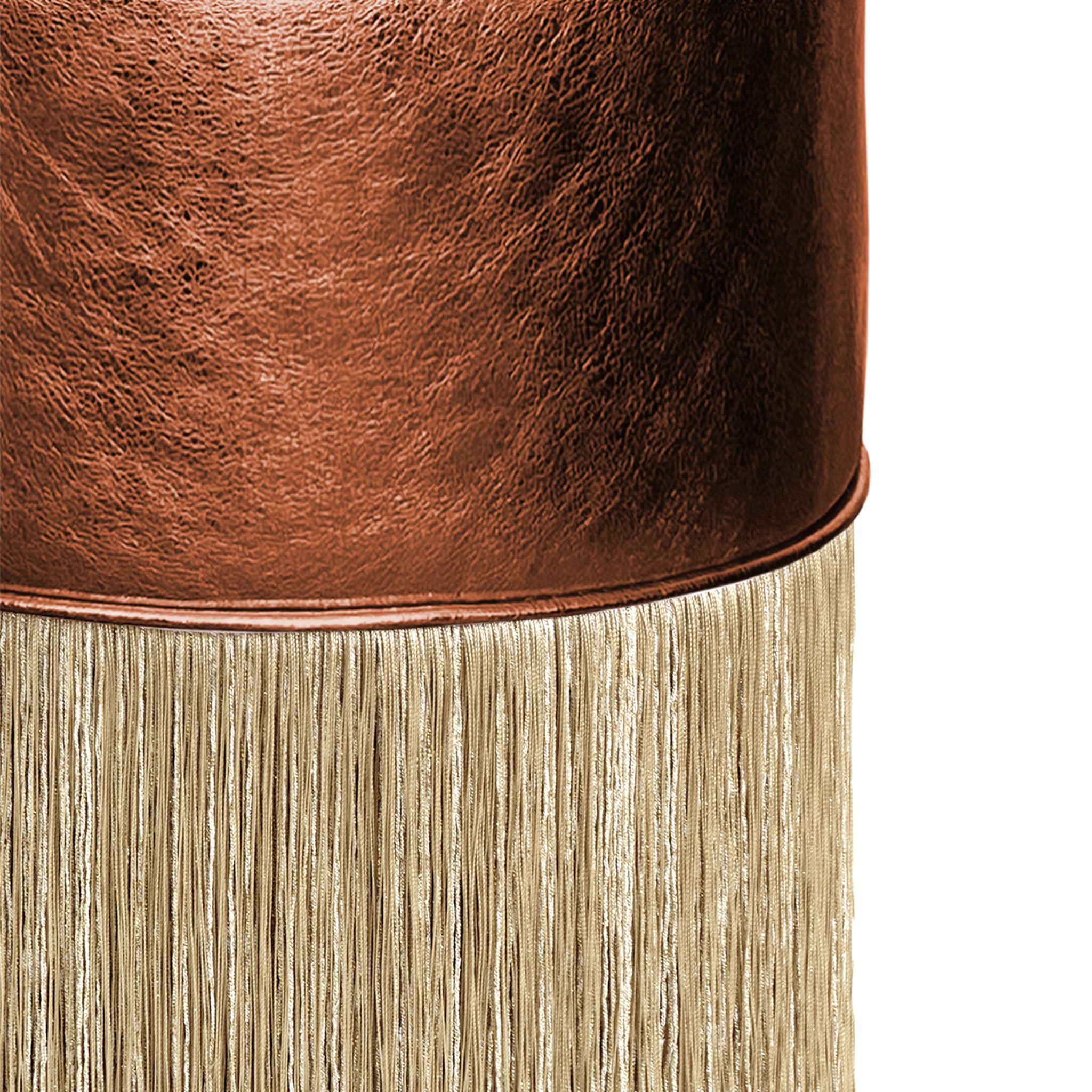 Gleaming Couture Copper Leather Gold Pouf by Lorenza Bozzoli - Alternative view 1