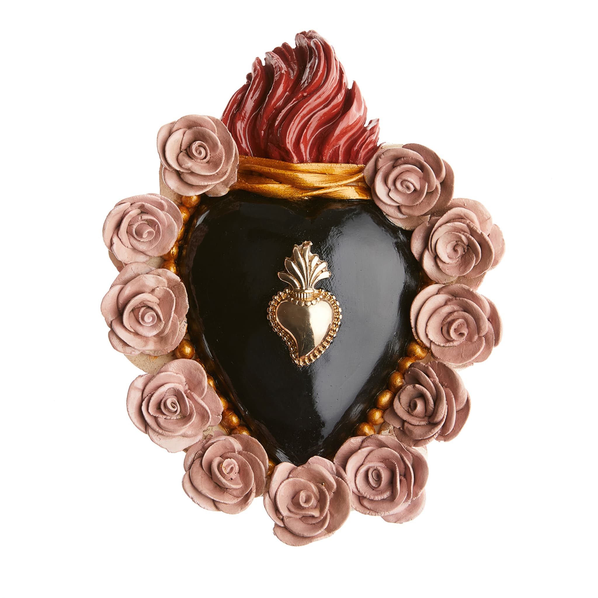 ANYTHING ROSE BLACK AND PINK ENAMEL HEART  - Main view