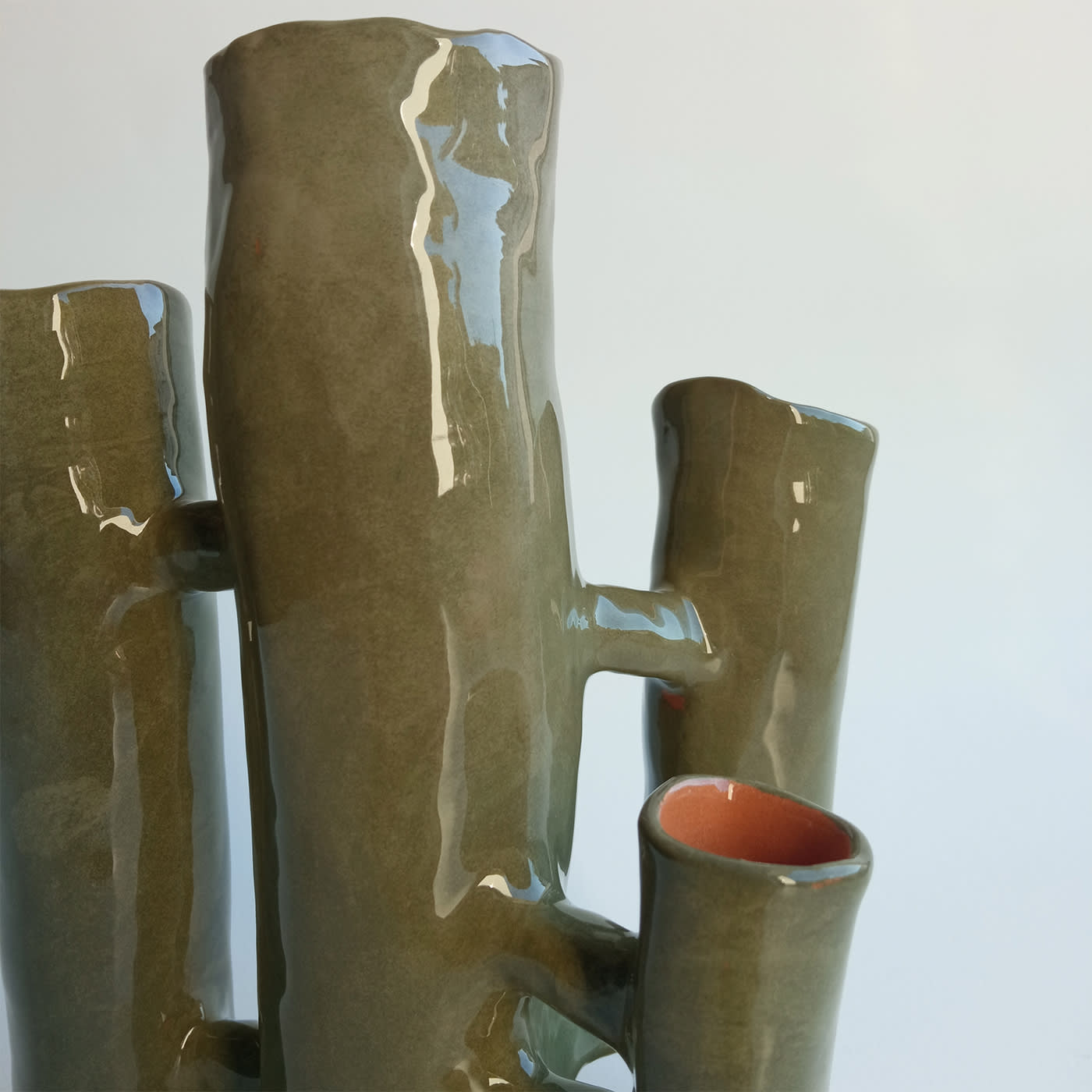 Vasi Comunicanti 4-Element Khaki-Green Vase/Sculpture Chiara Berta ...