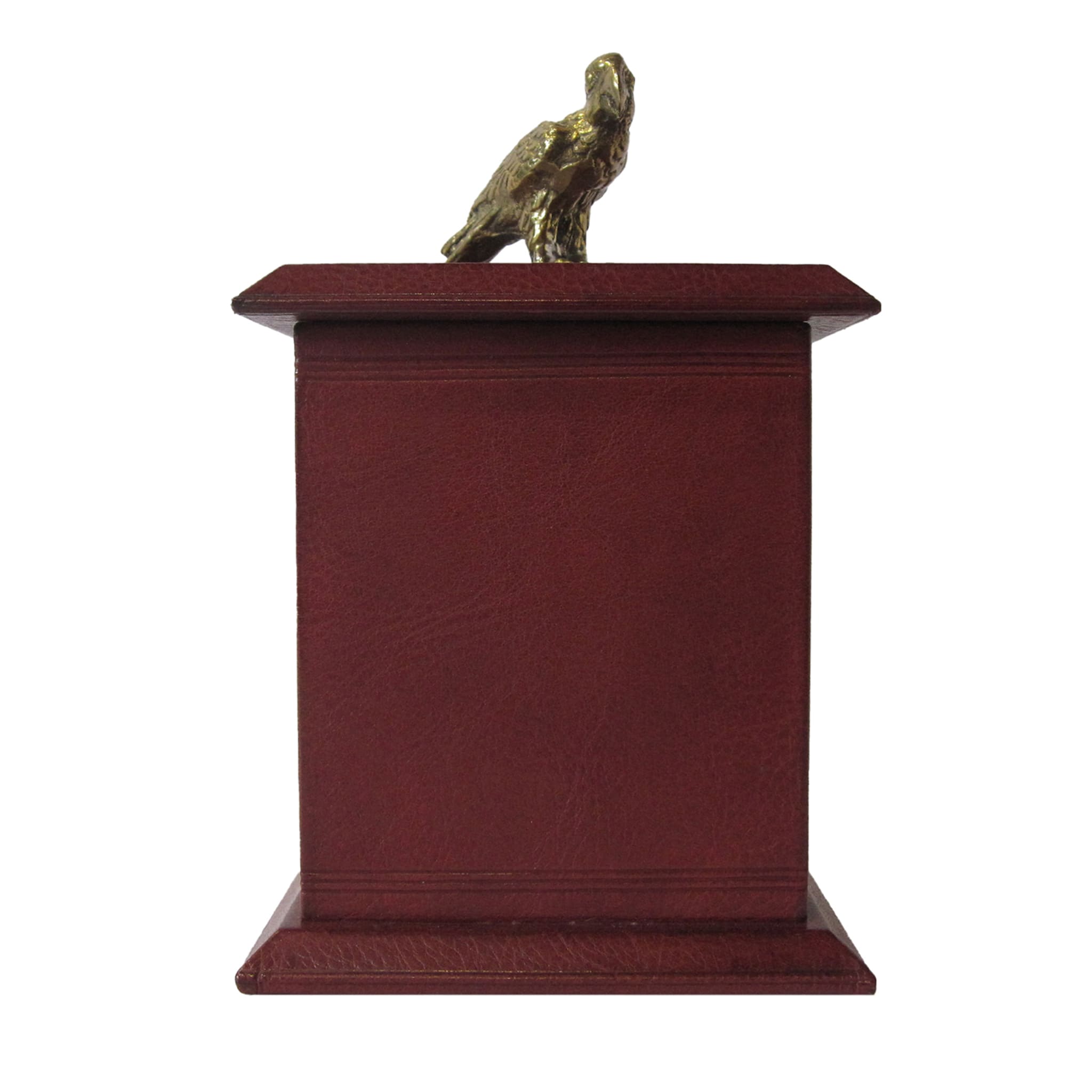 Bordeaux Leather Box with Brass Parrot - Main view