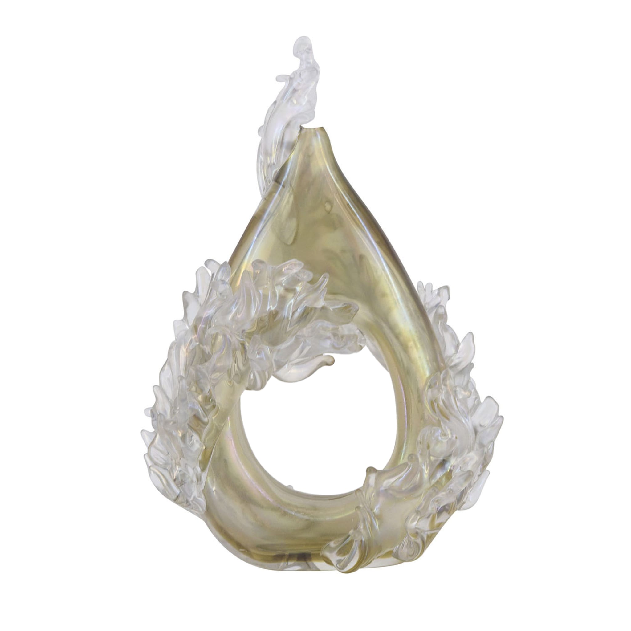 Plume Beige &amp; Transparente Vase #3 - Hauptansicht