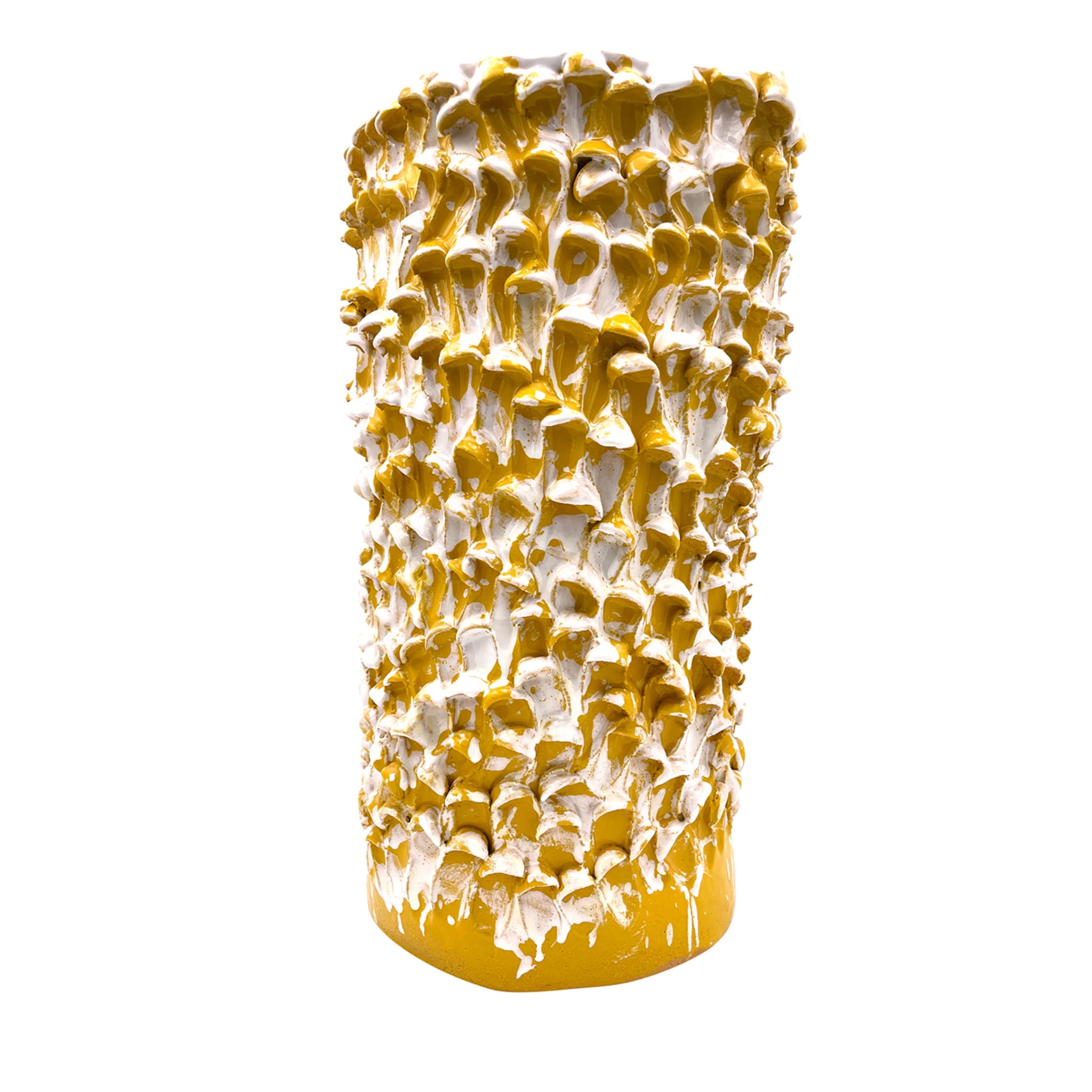 Vaso alto giallo e bianco opaco Onda Sunflower - Vista principale
