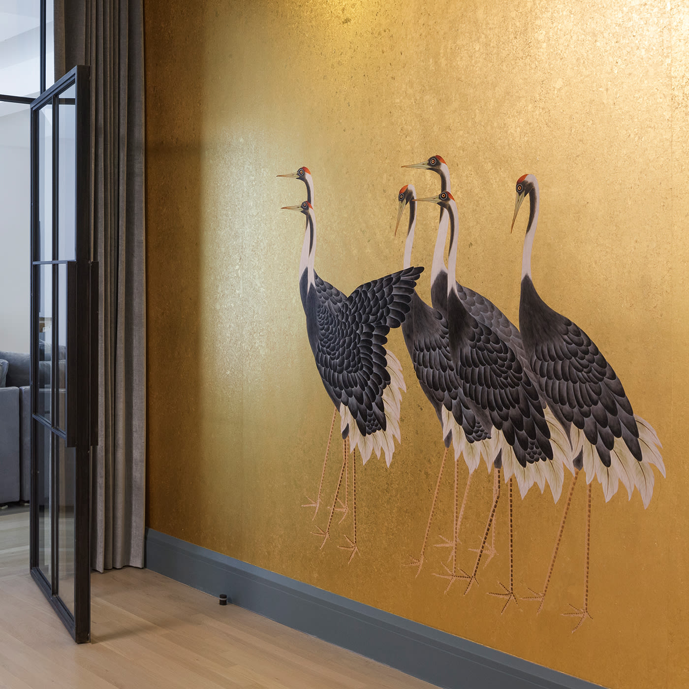 Cranes Handpainted Wallpaper - Misha