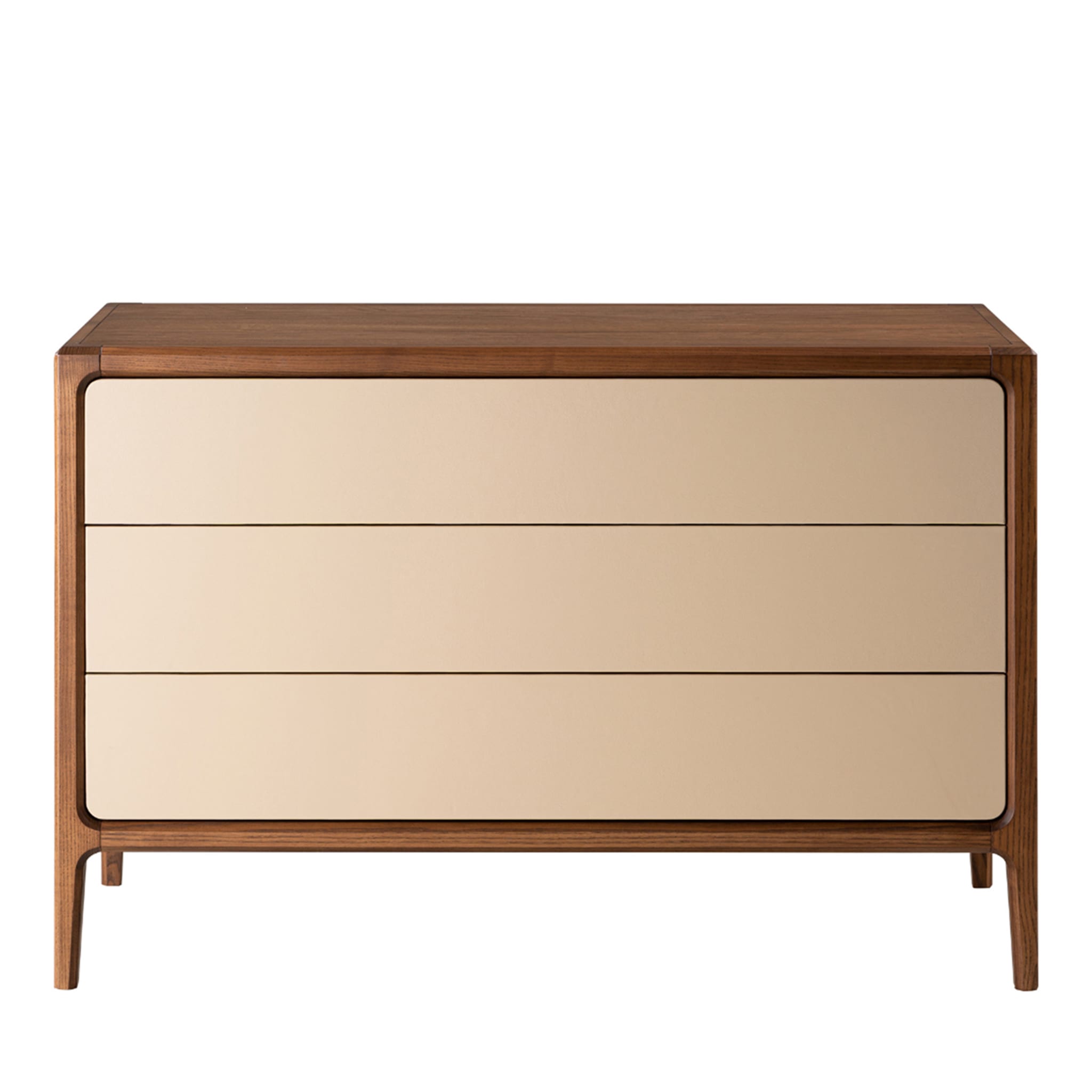 1201/F 3-Drawer Beige Leather-Covered Dresser by Libero Rutilo - Main view