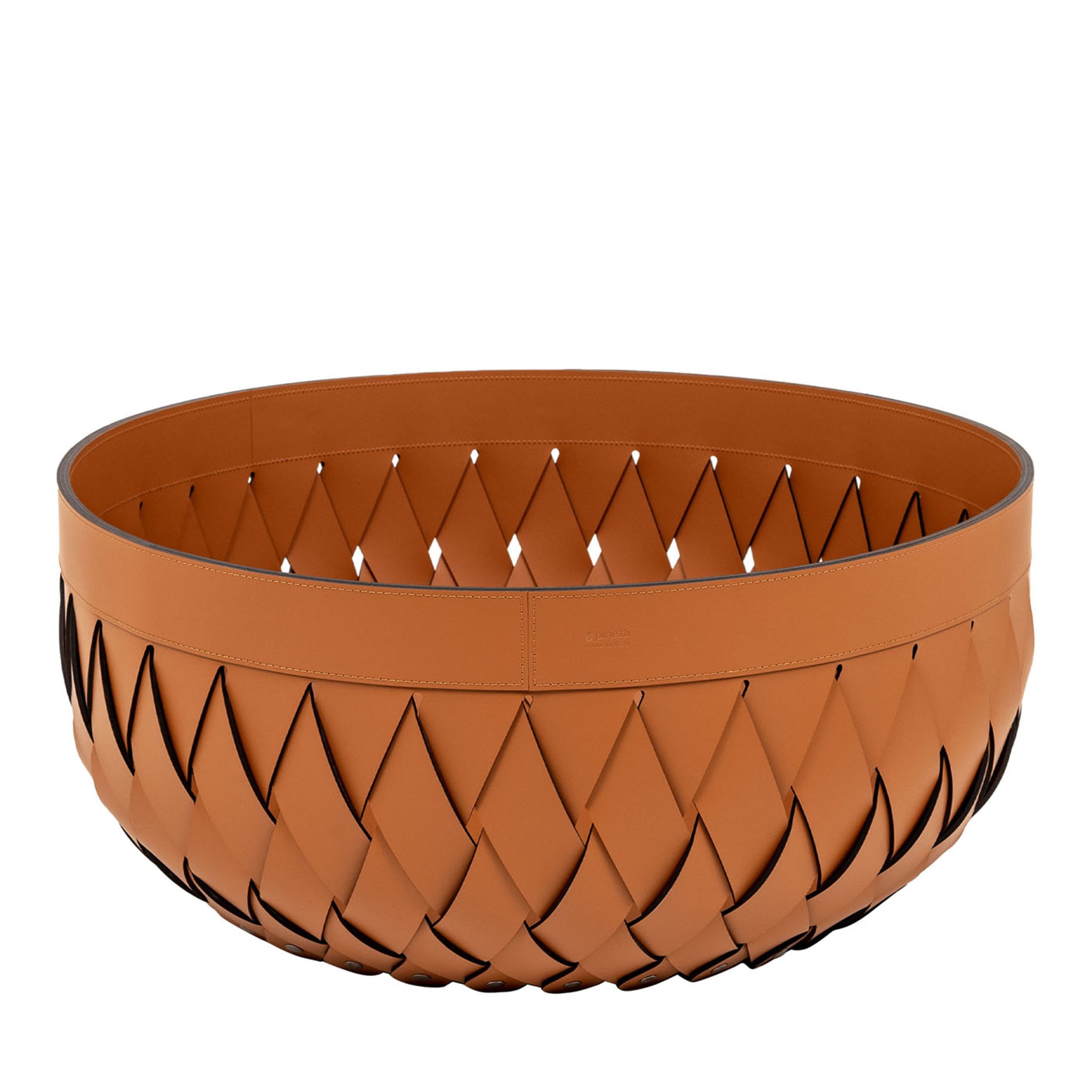 Canaria Large Braided Brown Leather Basket - Main view