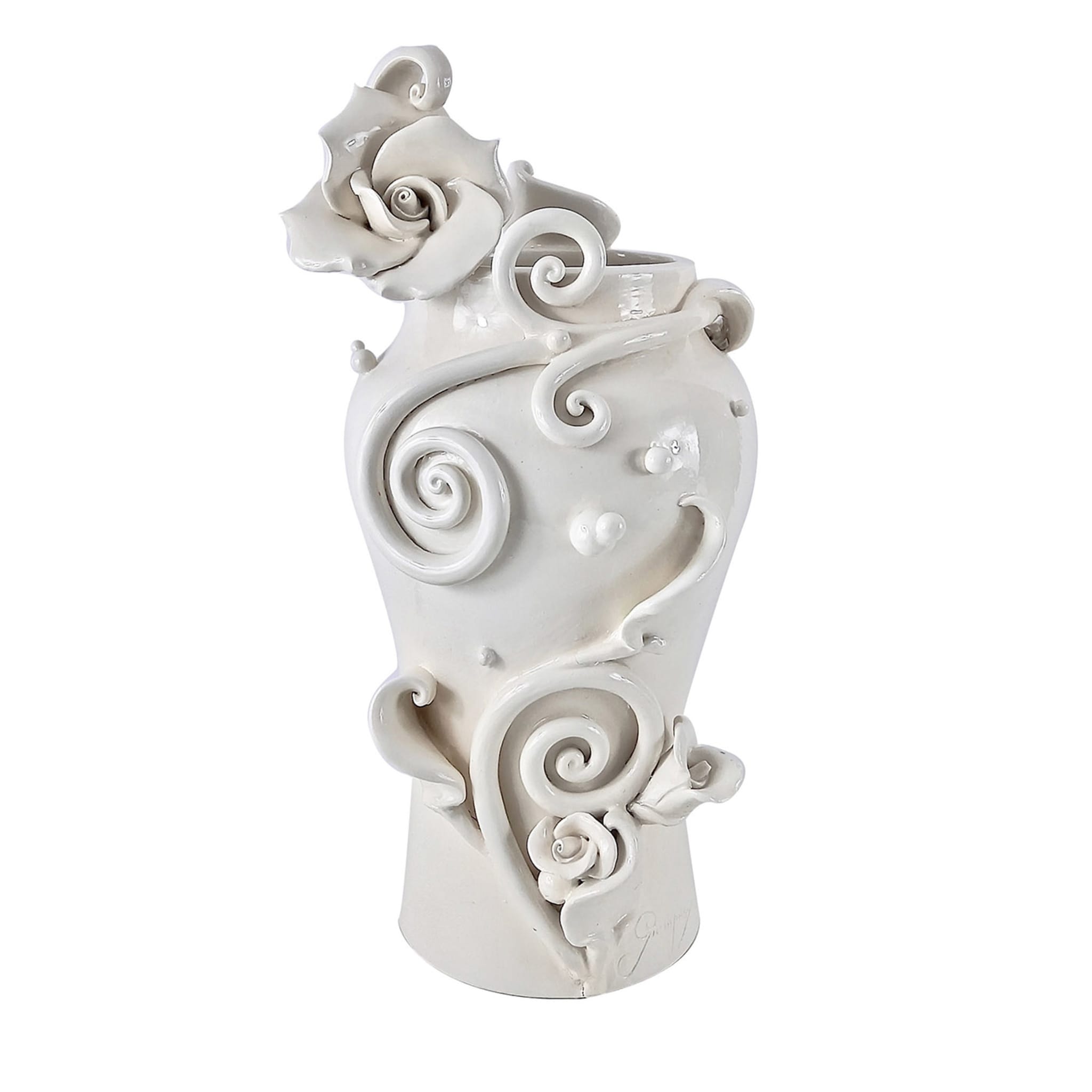 Jarrón de cerámica blanca de Alice's Rose - Vista principal