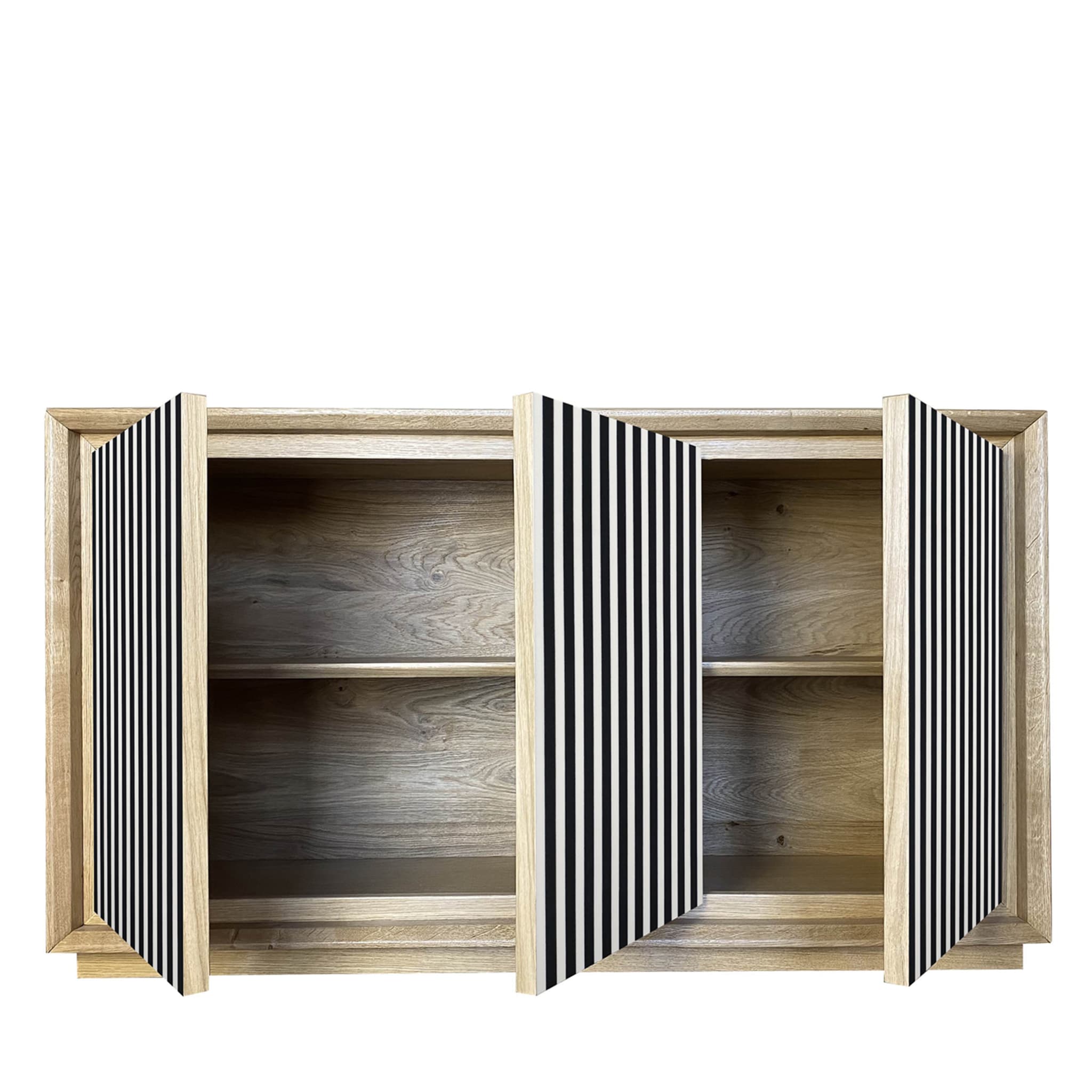Fuga Strisce Due 3-Door Black-And-White Sideboard by M. Meccani - Alternative view 4