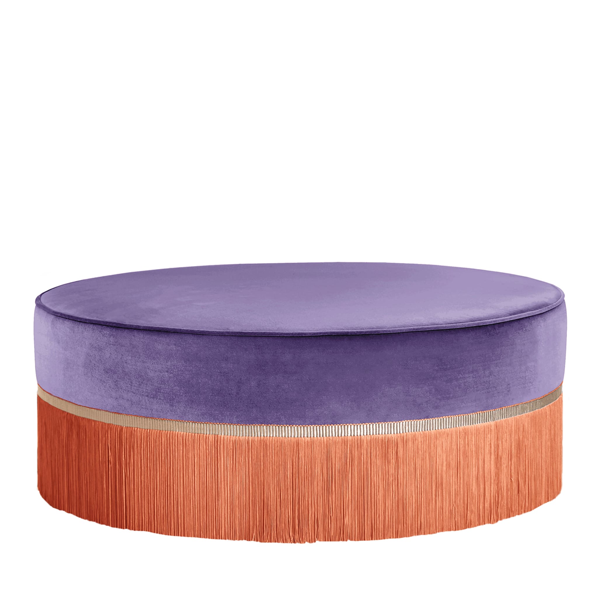 Pouf géométrique bicolore violet et orange Couture - Vue principale